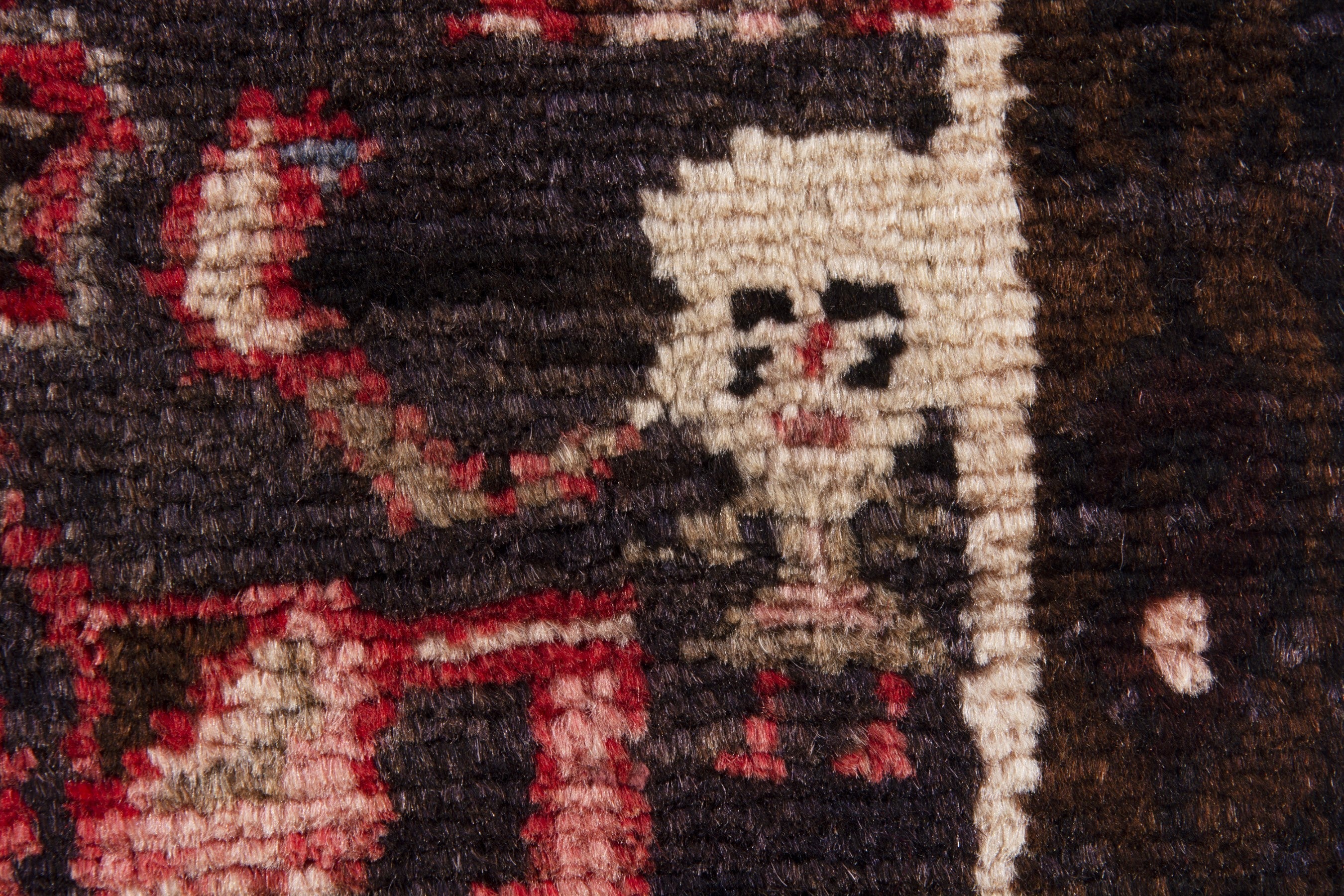 Persian Hamedan runner rug in burgundy and muted pink, view 15 of 20