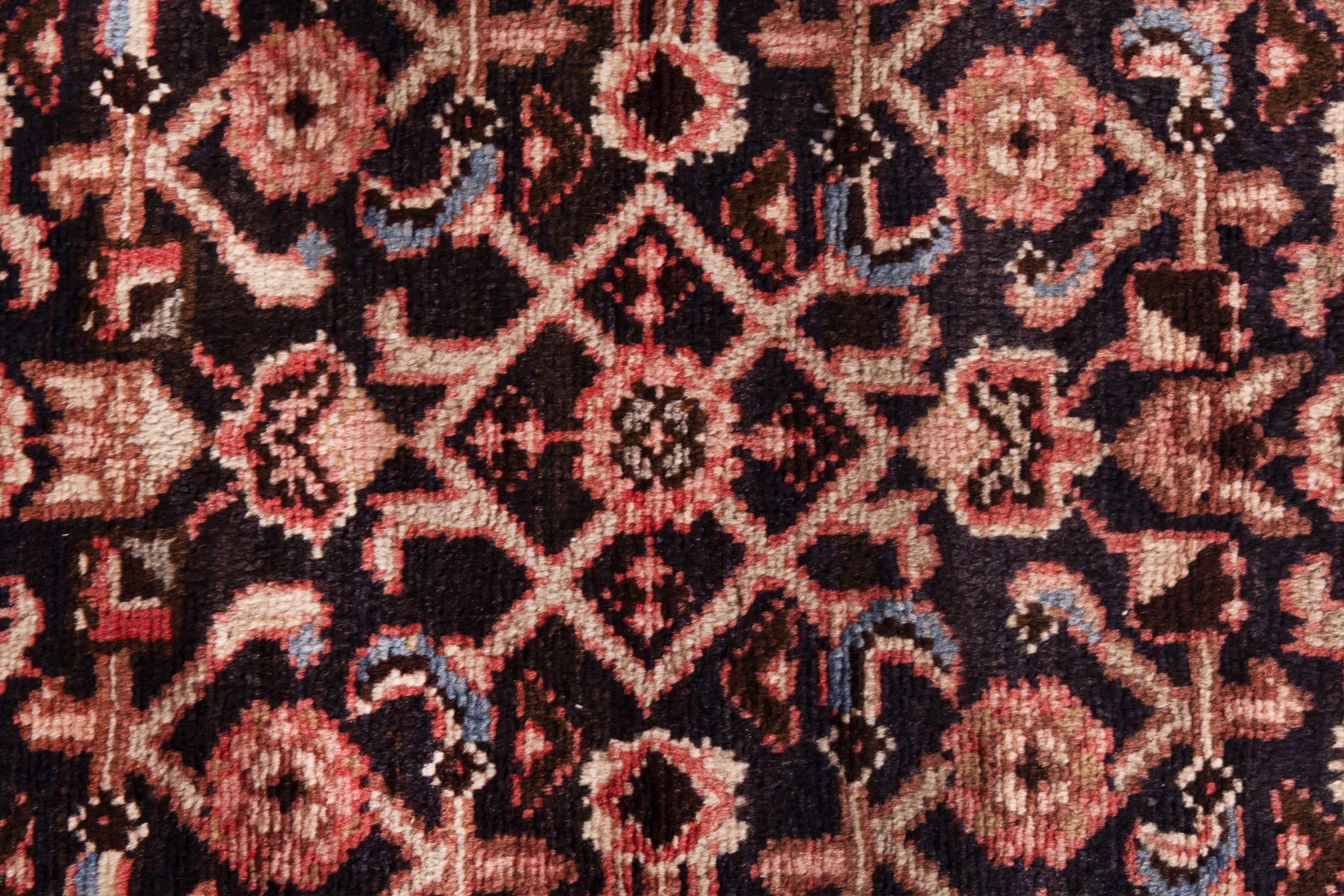 Persian Hamedan runner rug in burgundy and muted pink, view 9 of 20