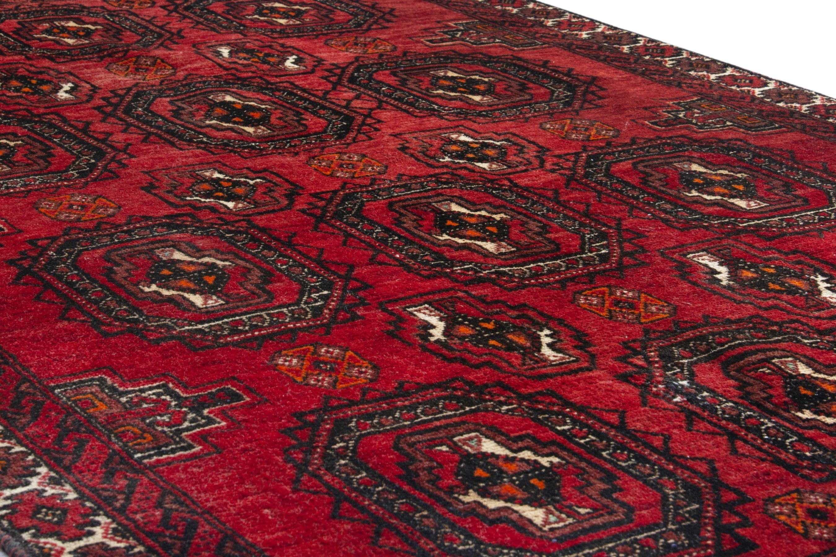 Persian Hamedan accent rug in deep red and dark blue, view 10 of 18