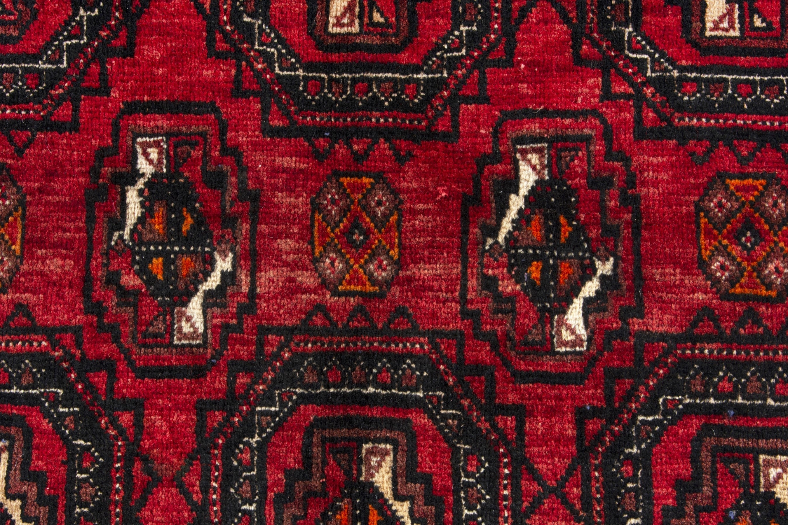 Persian Hamedan accent rug in deep red and dark blue, view 12 of 18