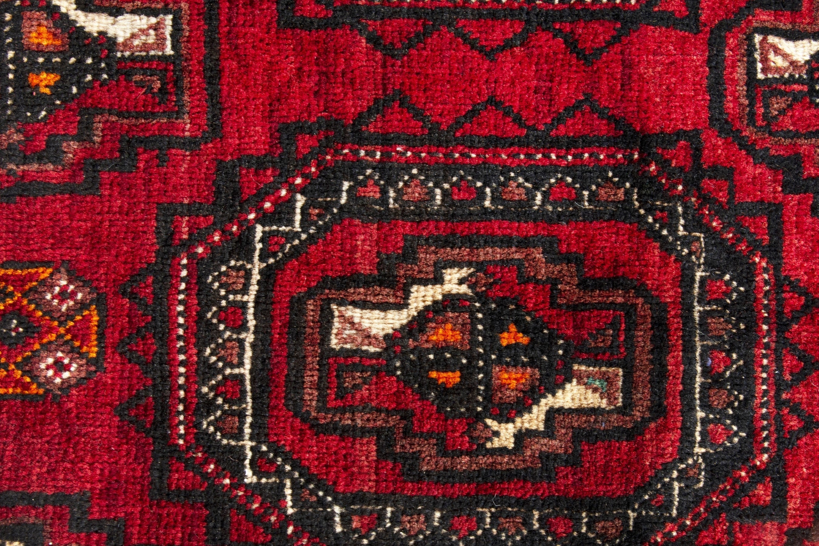 Persian Hamedan accent rug in deep red and dark blue, view 13 of 18