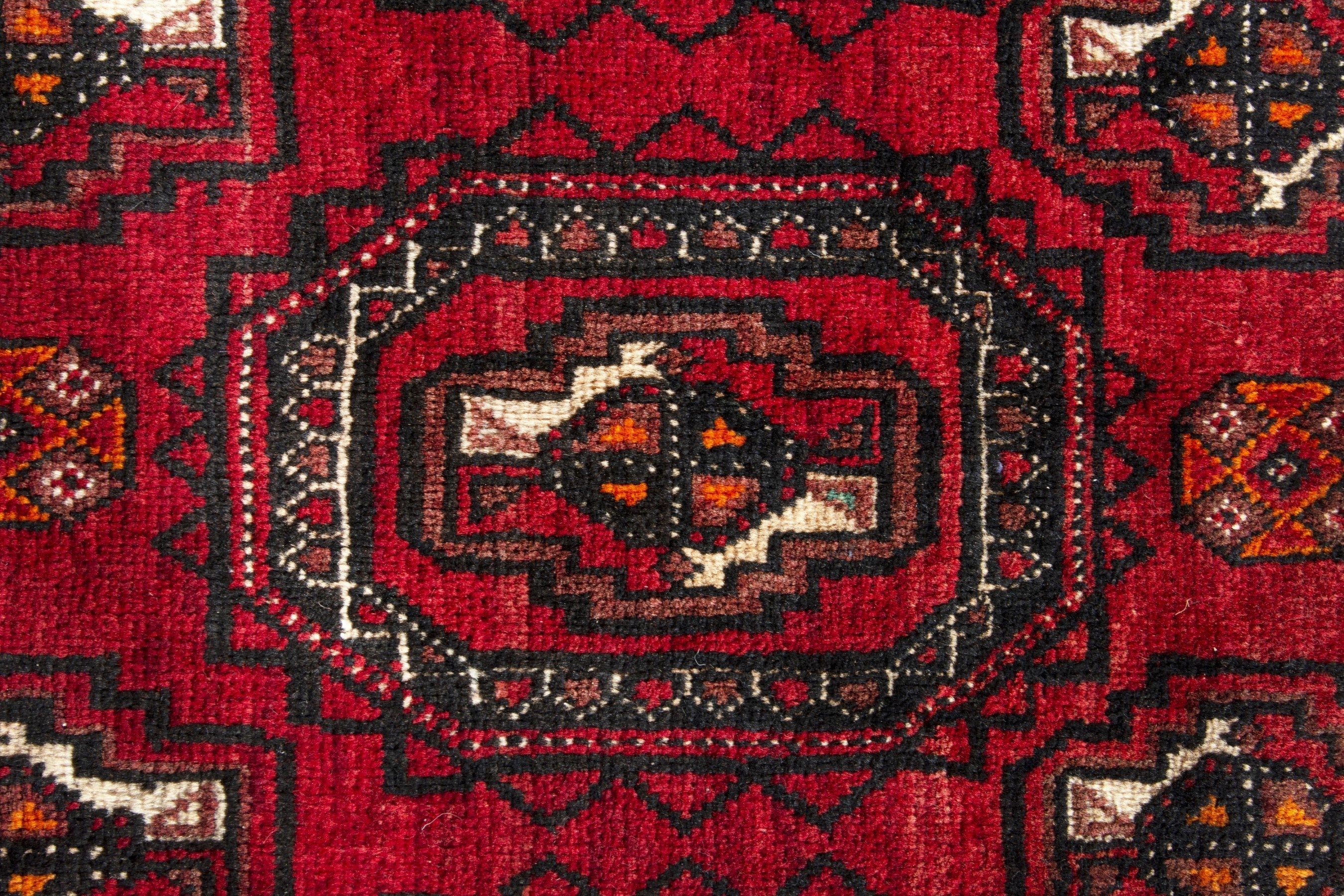 Persian Hamedan accent rug in deep red and dark blue, view 14 of 18