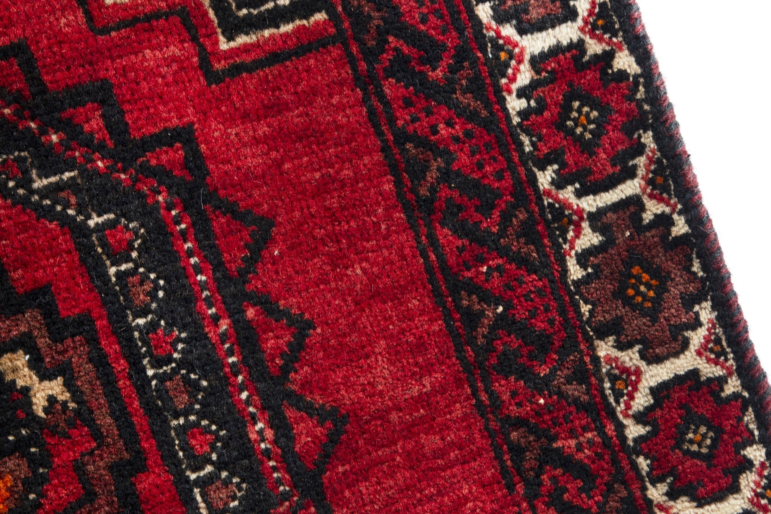 Persian Hamedan accent rug in deep red and dark blue, view 7 of 18