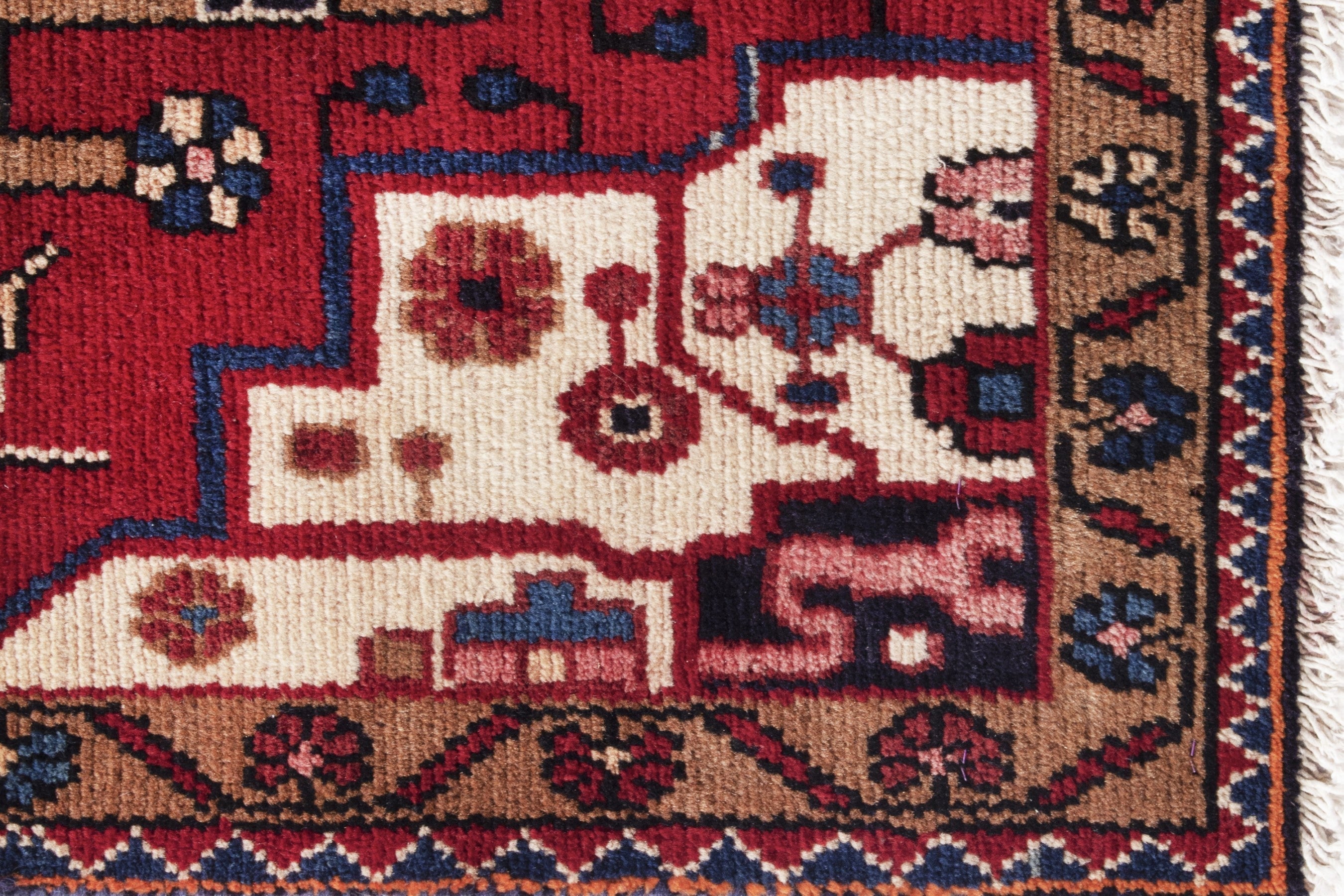 Persian Hamedan area rug in burgundy and deep red, view 10 of 19