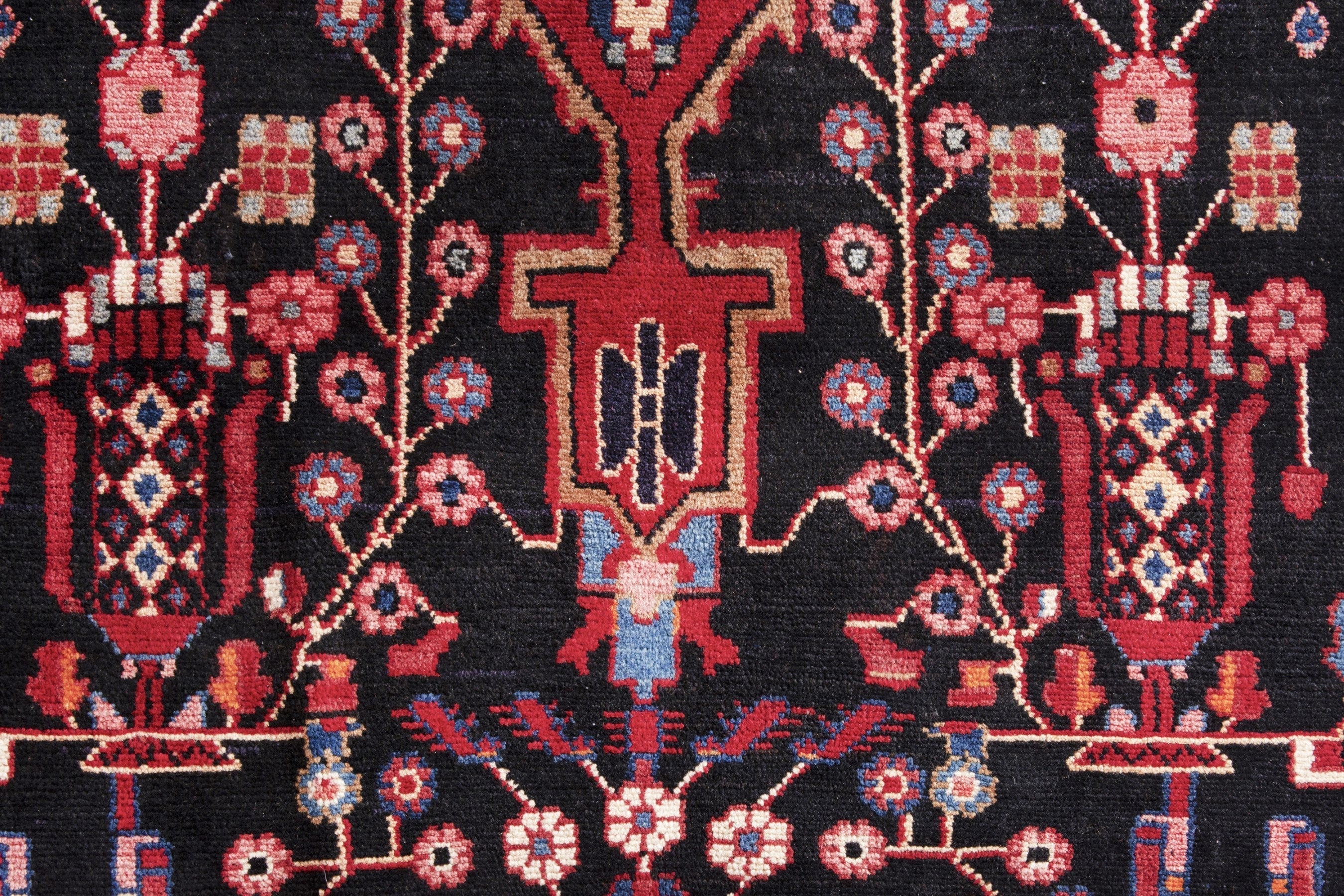 Persian Hamedan area rug in burgundy and deep red, view 11 of 19