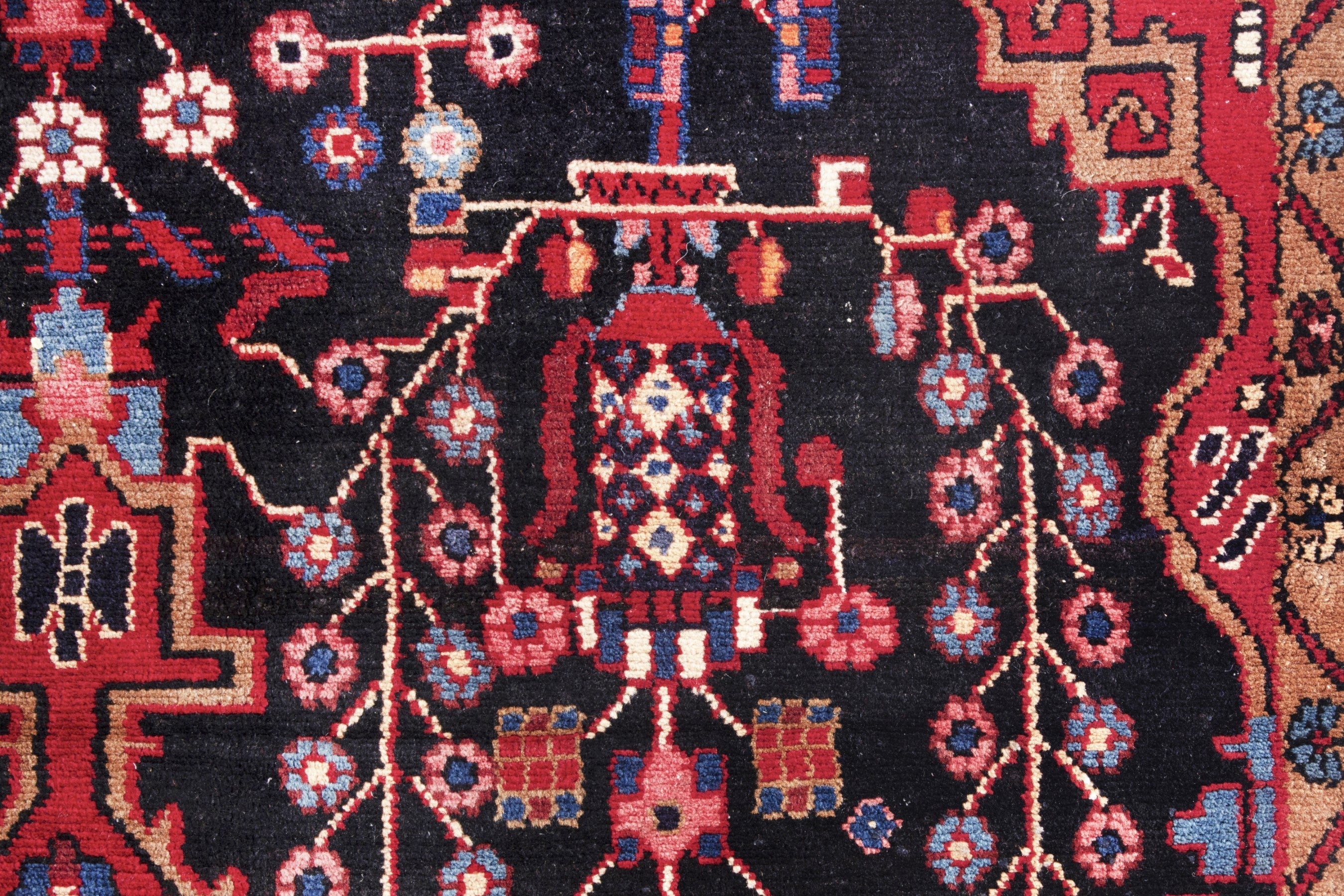 Persian Hamedan area rug in burgundy and deep red, view 12 of 19