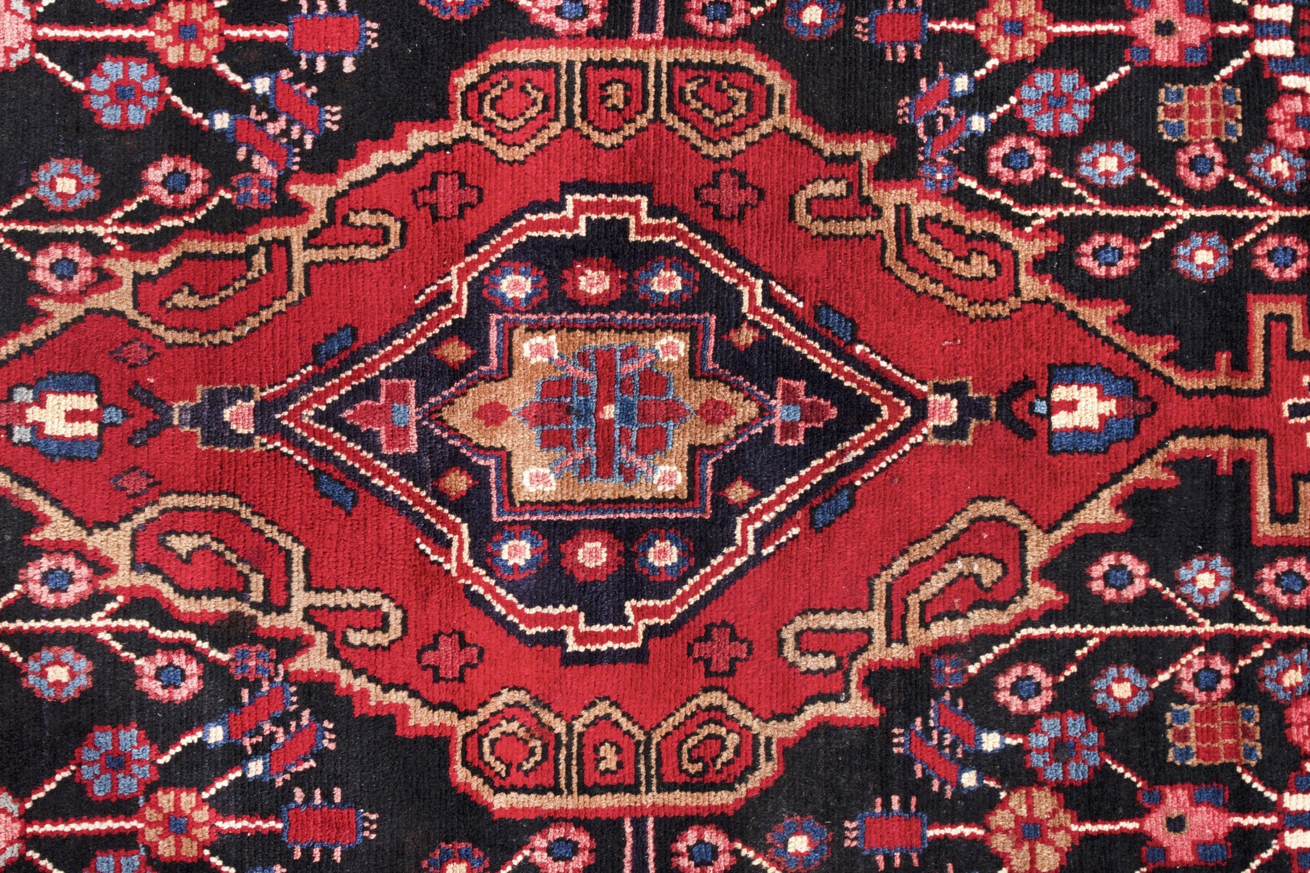 Persian Hamedan area rug in burgundy and deep red, view 13 of 19