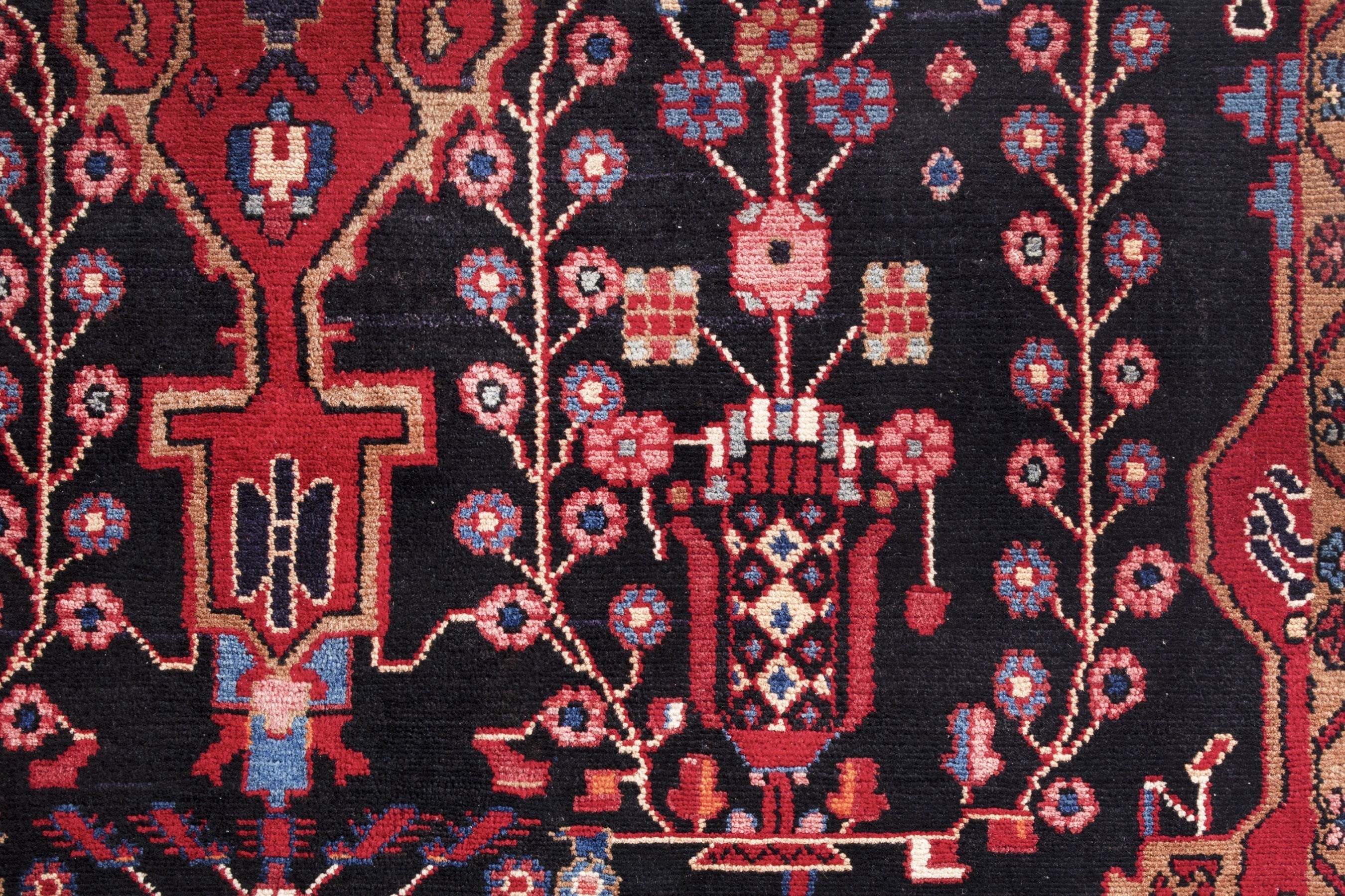 Persian Hamedan area rug in burgundy and deep red, view 14 of 19