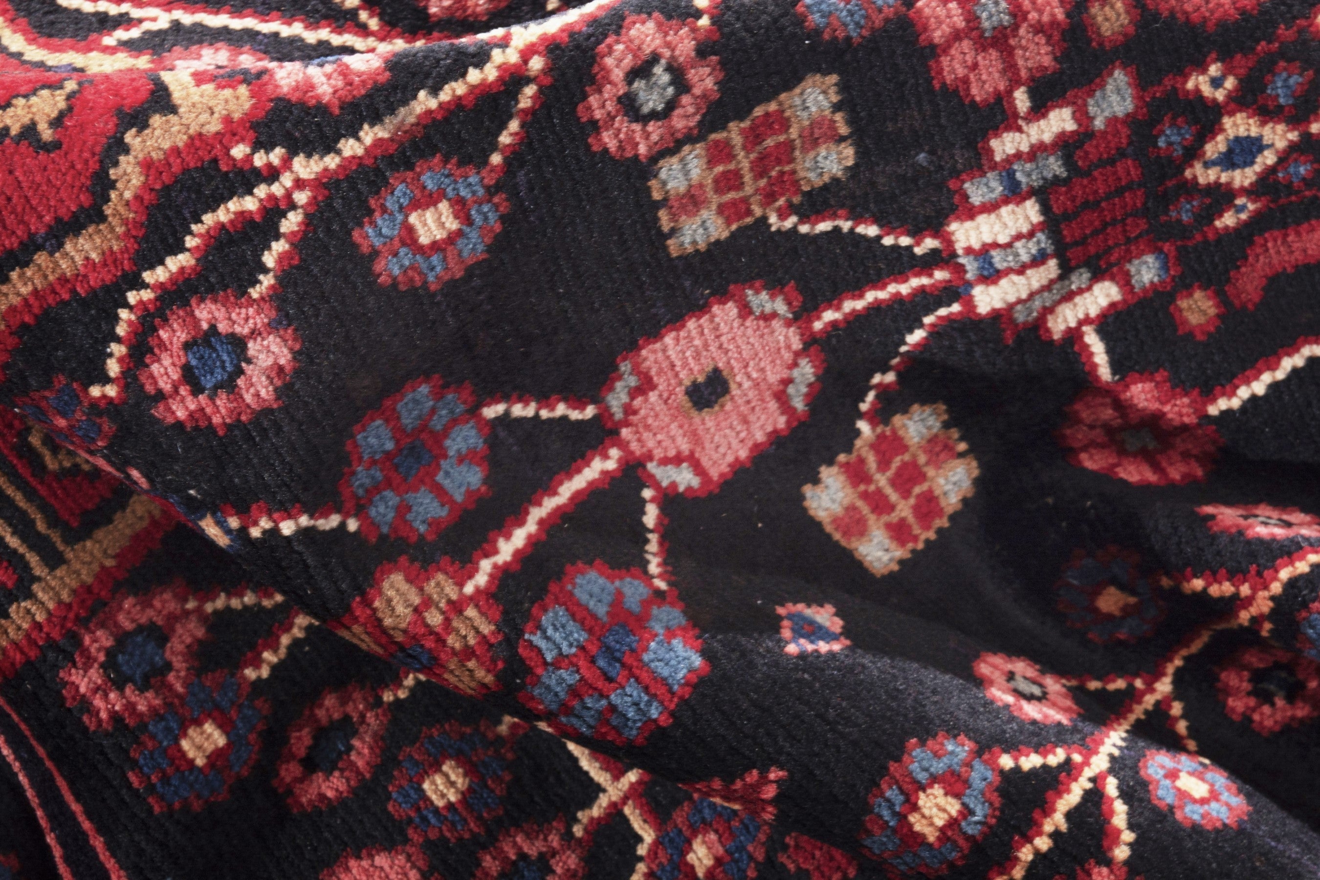Persian Hamedan area rug in burgundy and deep red, view 17 of 19
