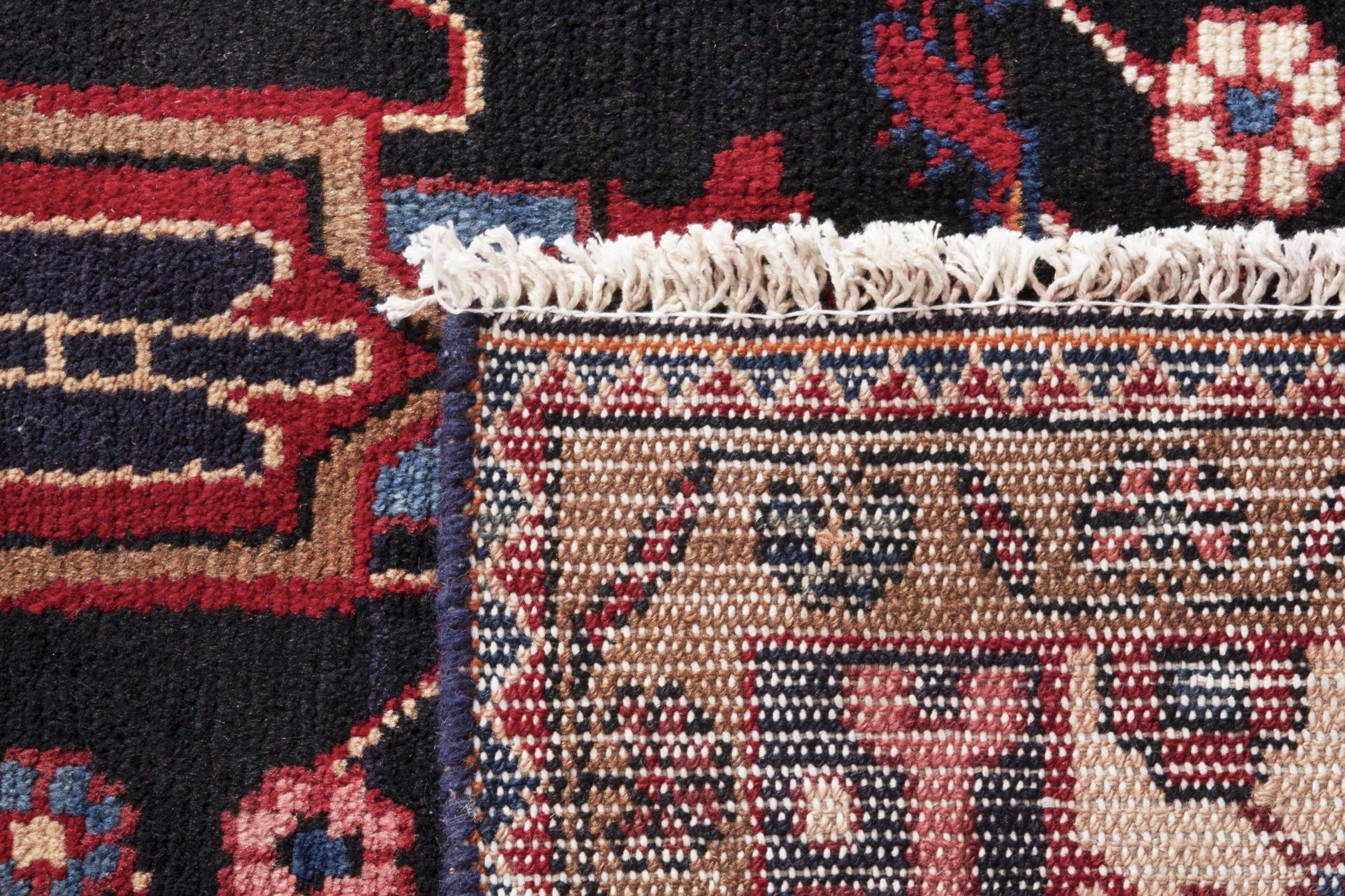 Persian Hamedan area rug in burgundy and deep red, view 19 of 19