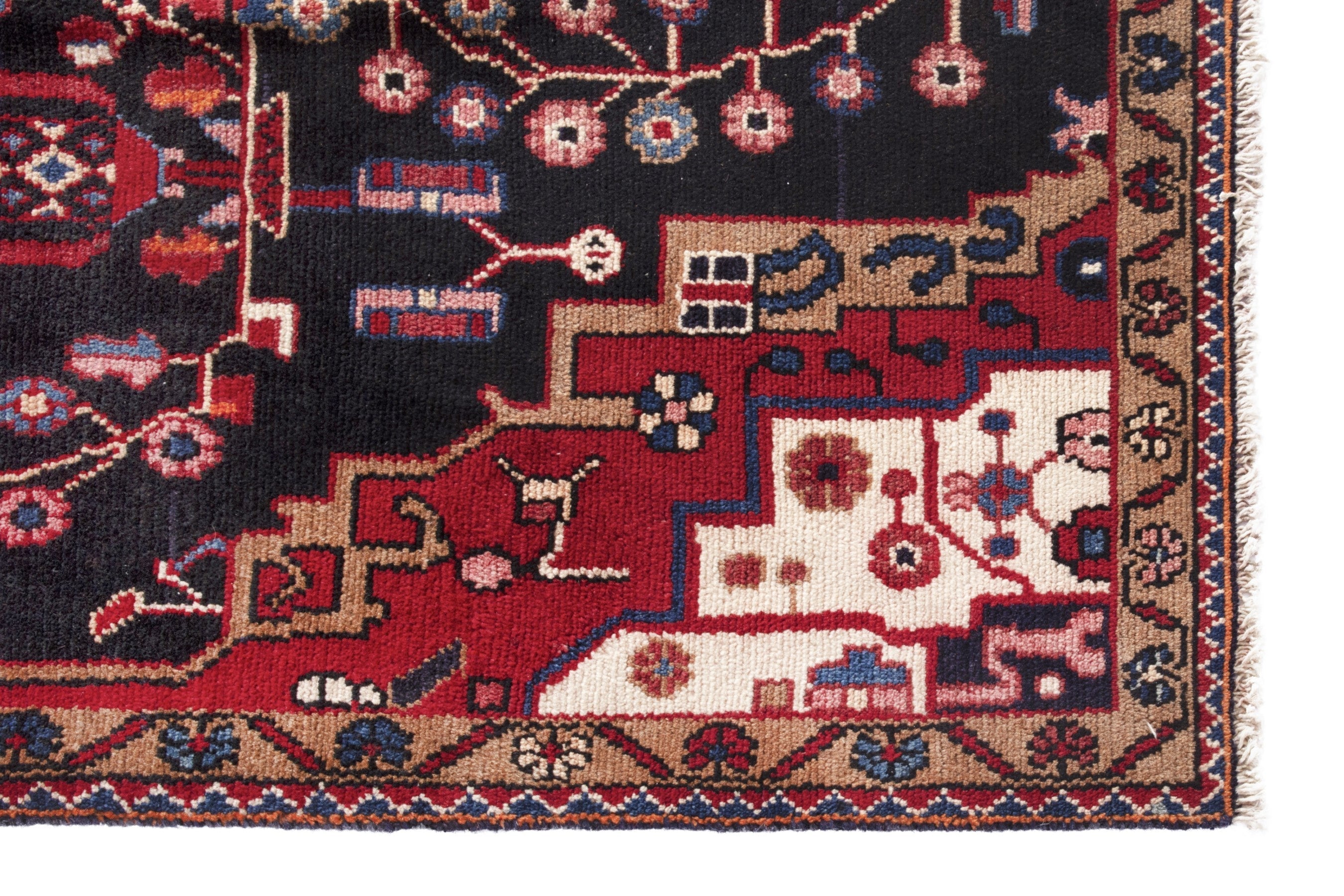 Persian Hamedan area rug in burgundy and deep red, view 5 of 19