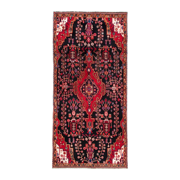 Persian Hamadan runner rug in burgundy and deep red, 4'1" x 8'6"