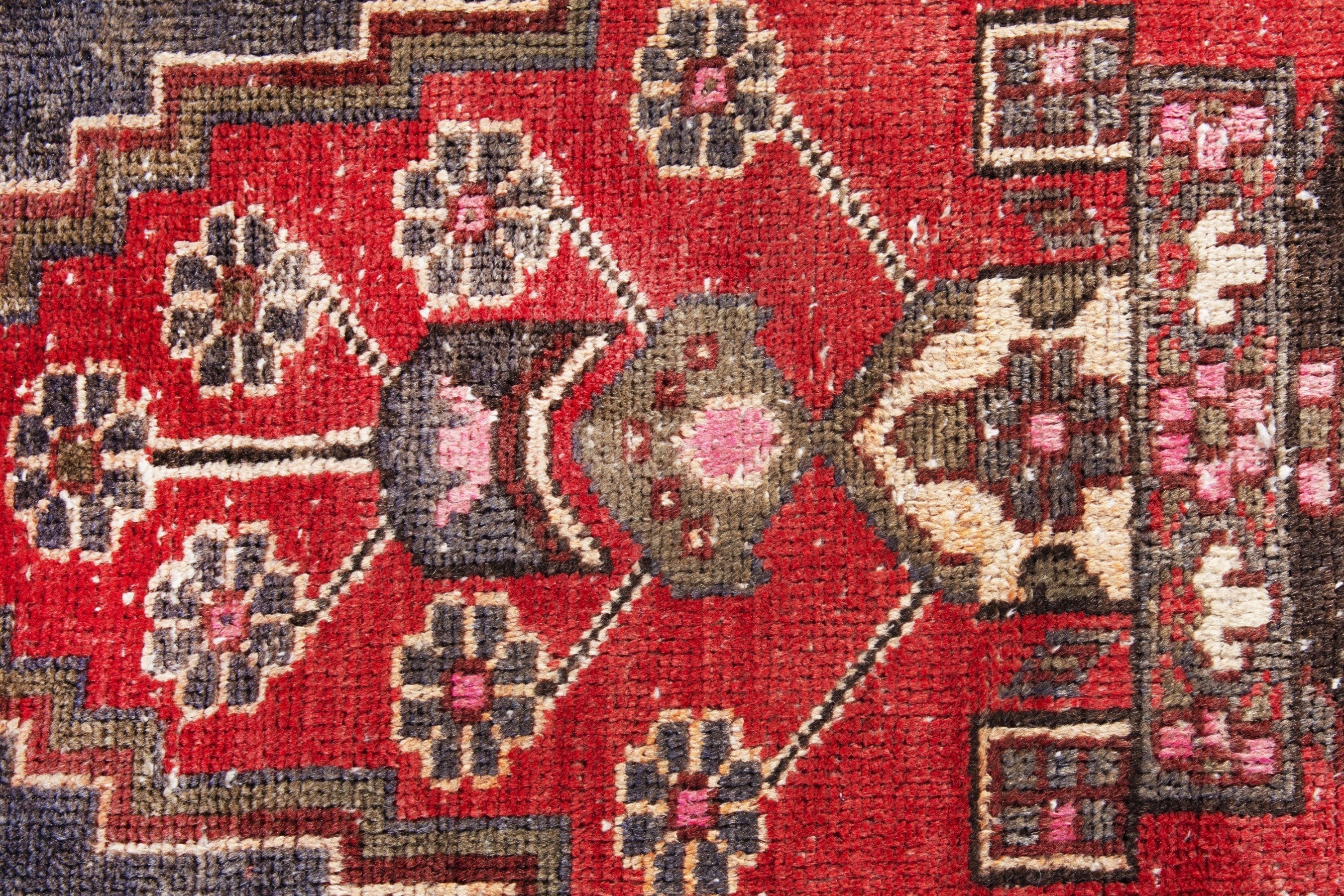 Persian Ferdos area rug in deep red and burgundy, view 11 of 16