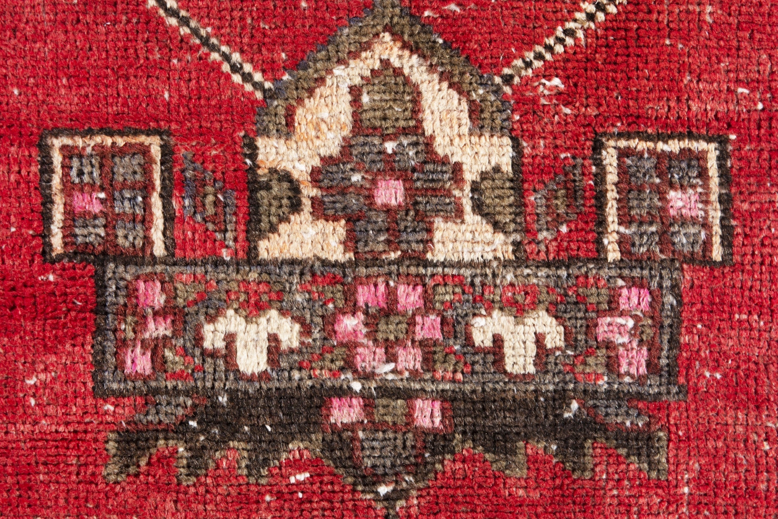 Persian Ferdos area rug in deep red and burgundy, view 12 of 16