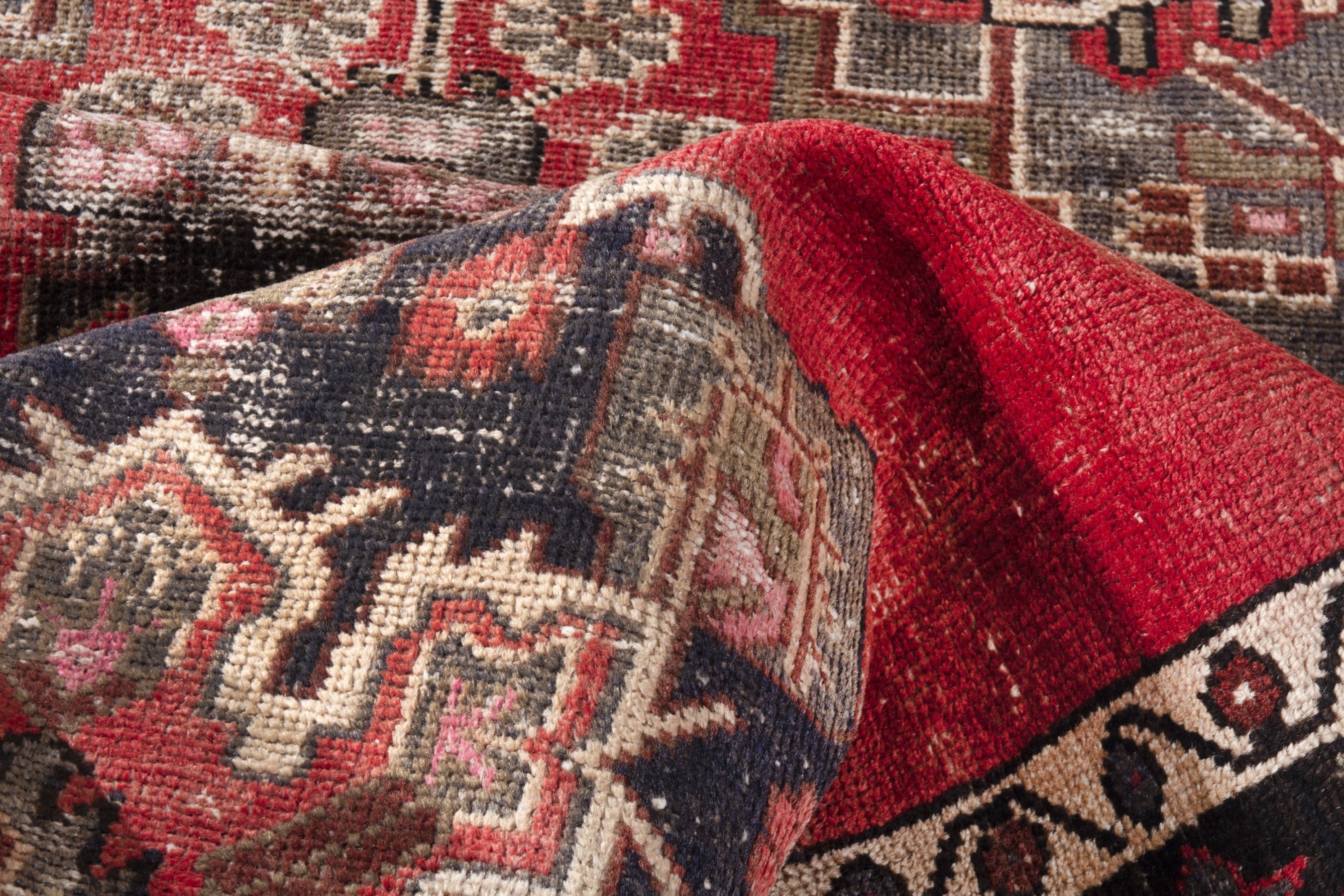 Persian Ferdos area rug in deep red and burgundy, view 14 of 16