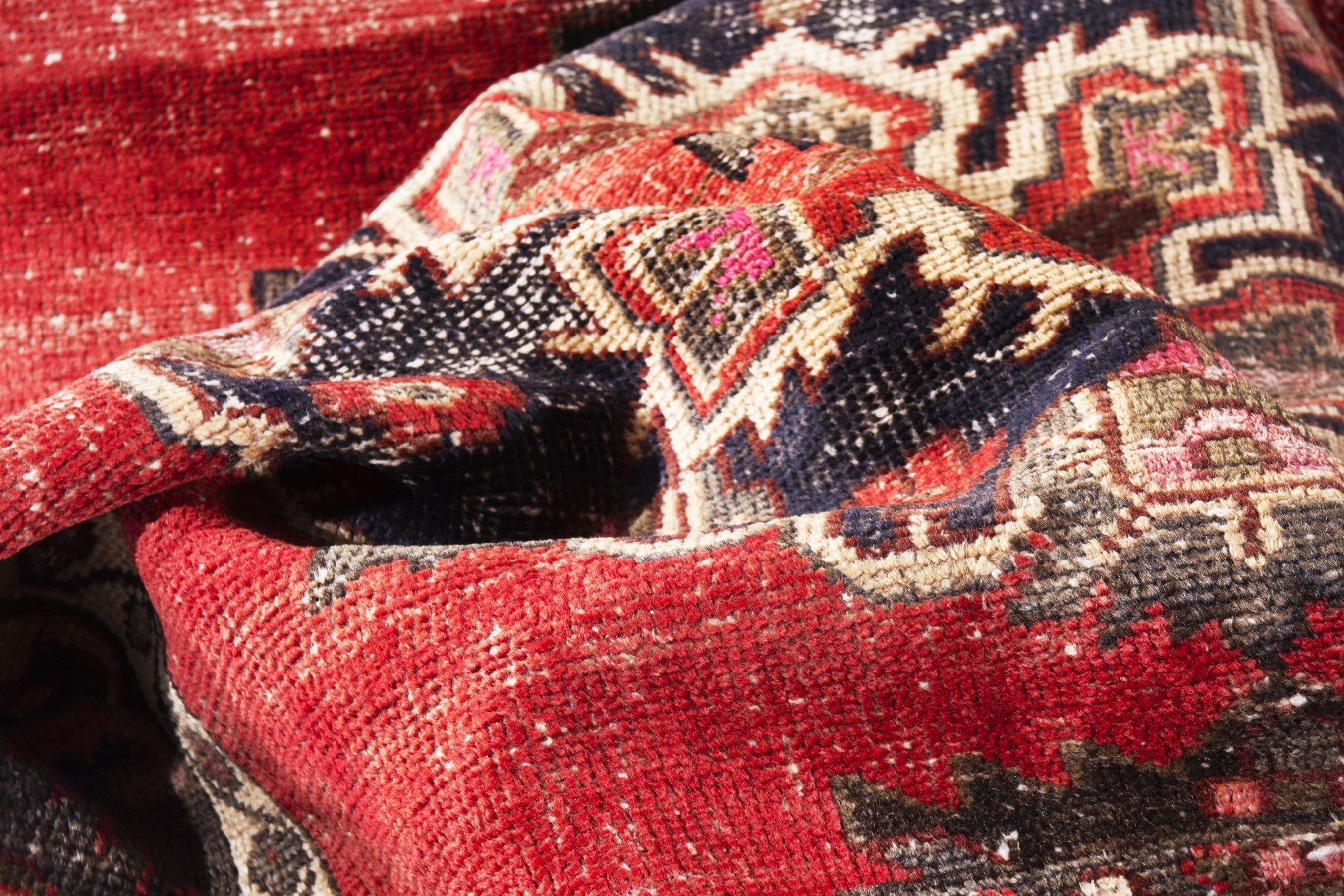Persian Ferdos area rug in deep red and burgundy, view 15 of 16