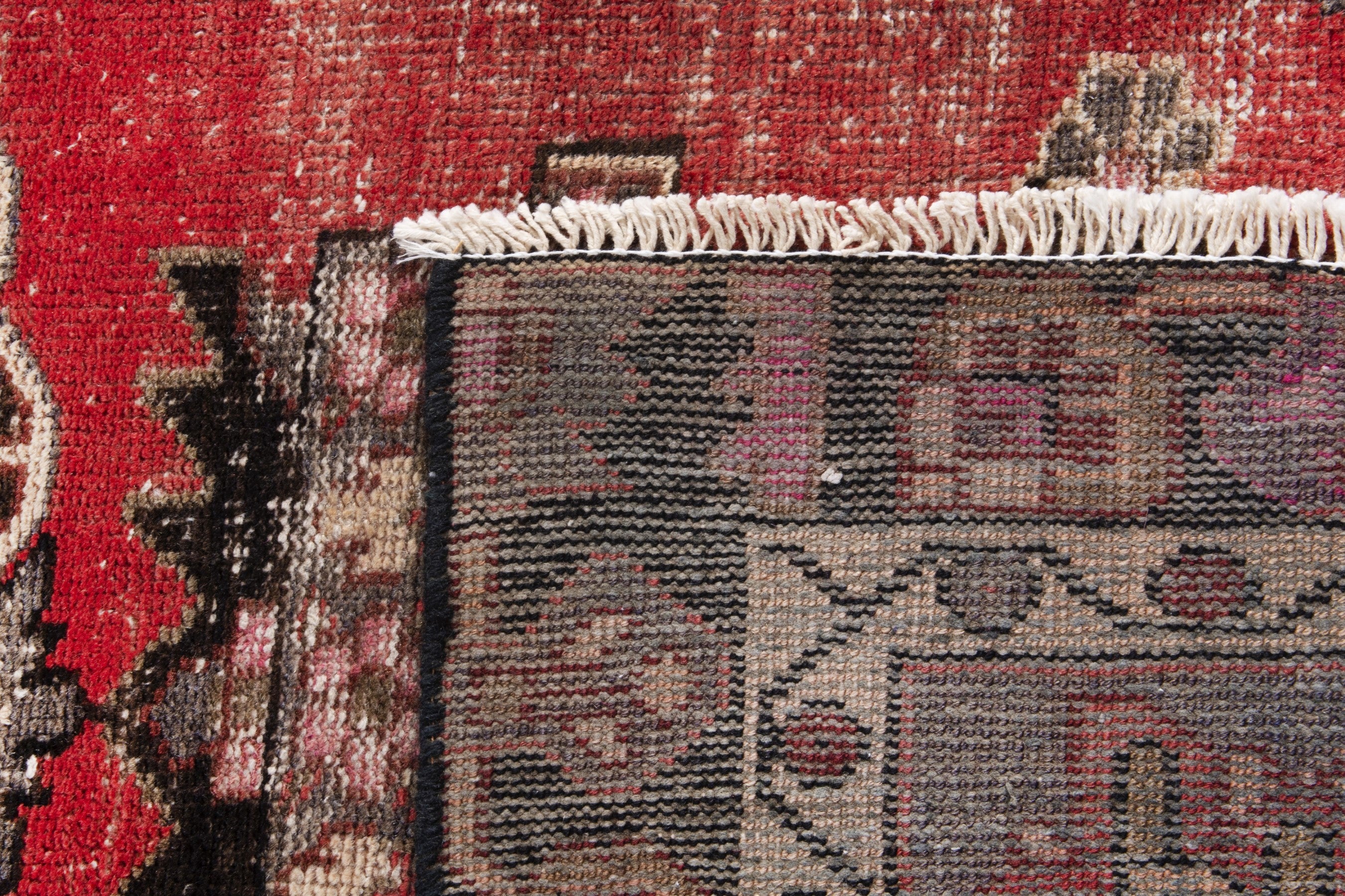 Persian Ferdos area rug in deep red and burgundy, view 16 of 16