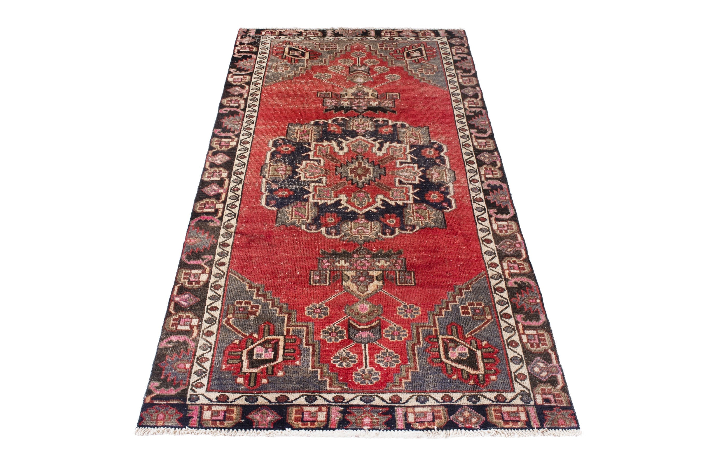Persian Ferdos area rug in deep red and burgundy, view 2 of 16