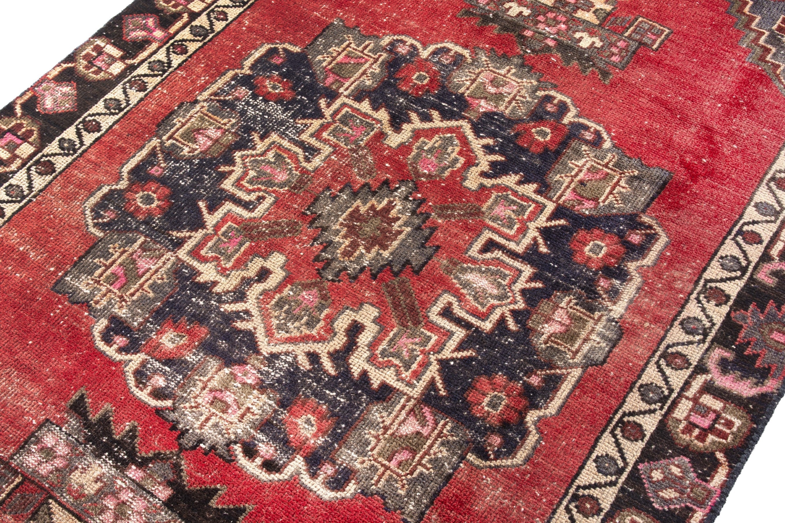 Persian Ferdos area rug in deep red and burgundy, view 6 of 16
