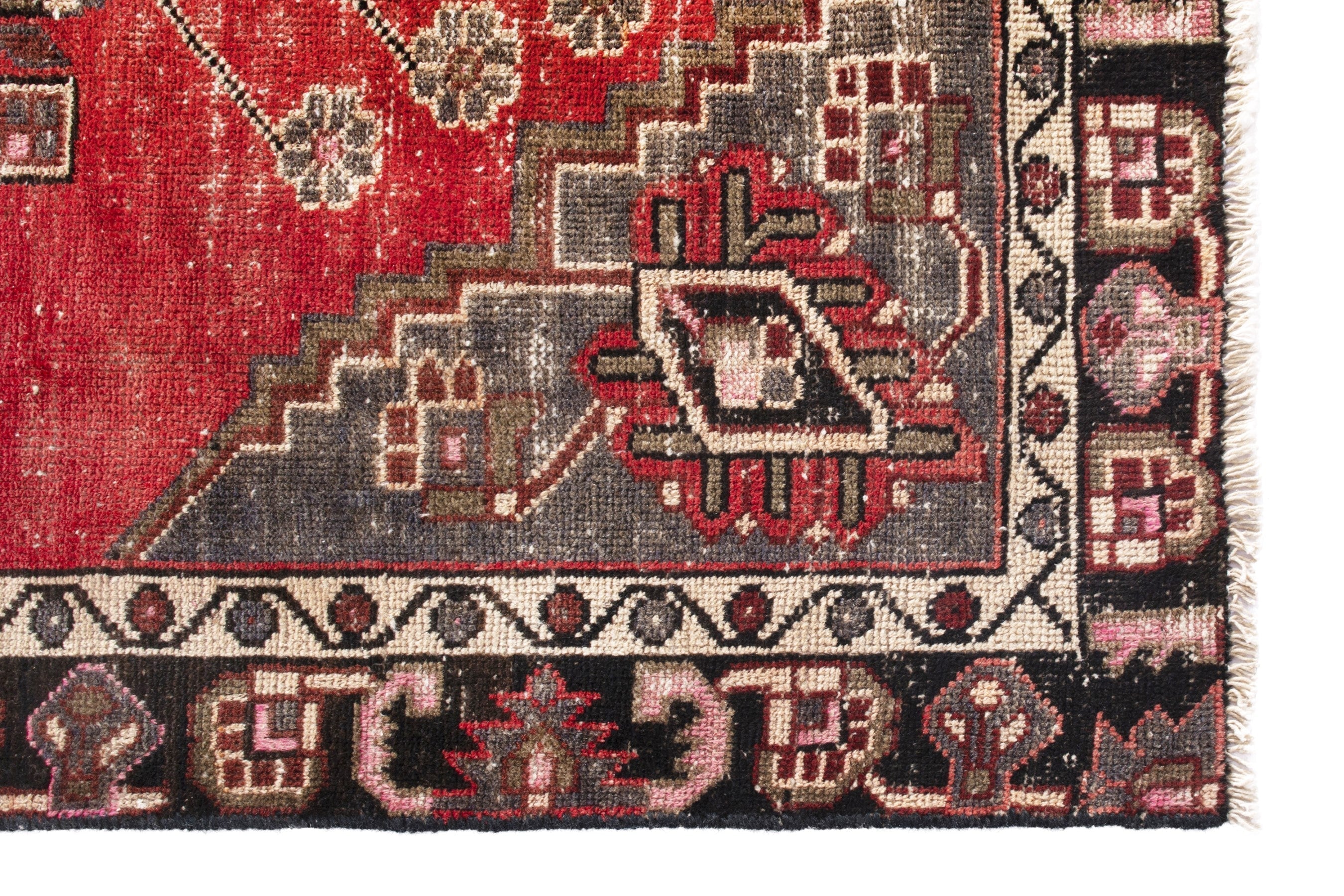 Persian Ferdos area rug in deep red and burgundy, view 5 of 16