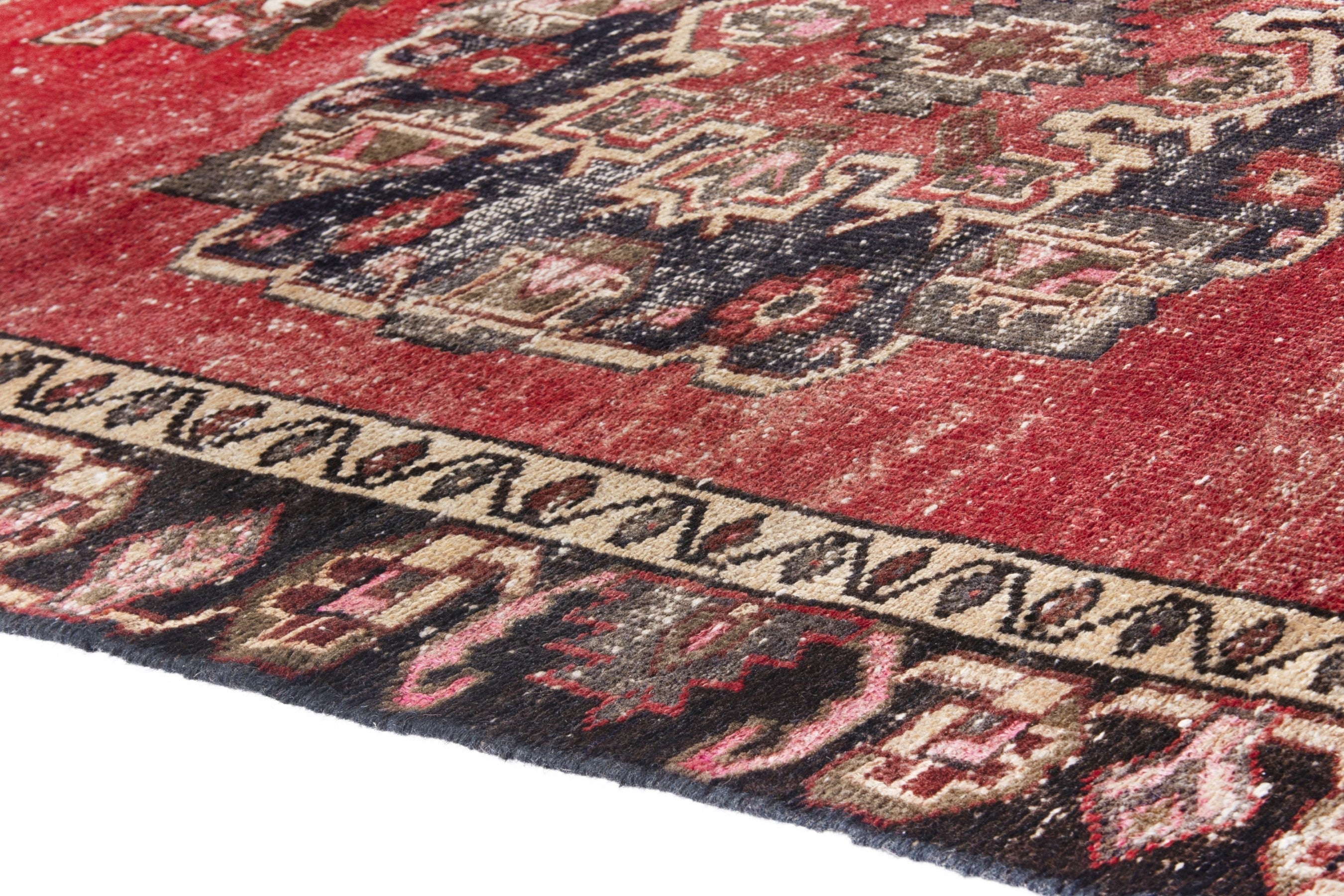 Persian Ferdos area rug in deep red and burgundy, view 7 of 16