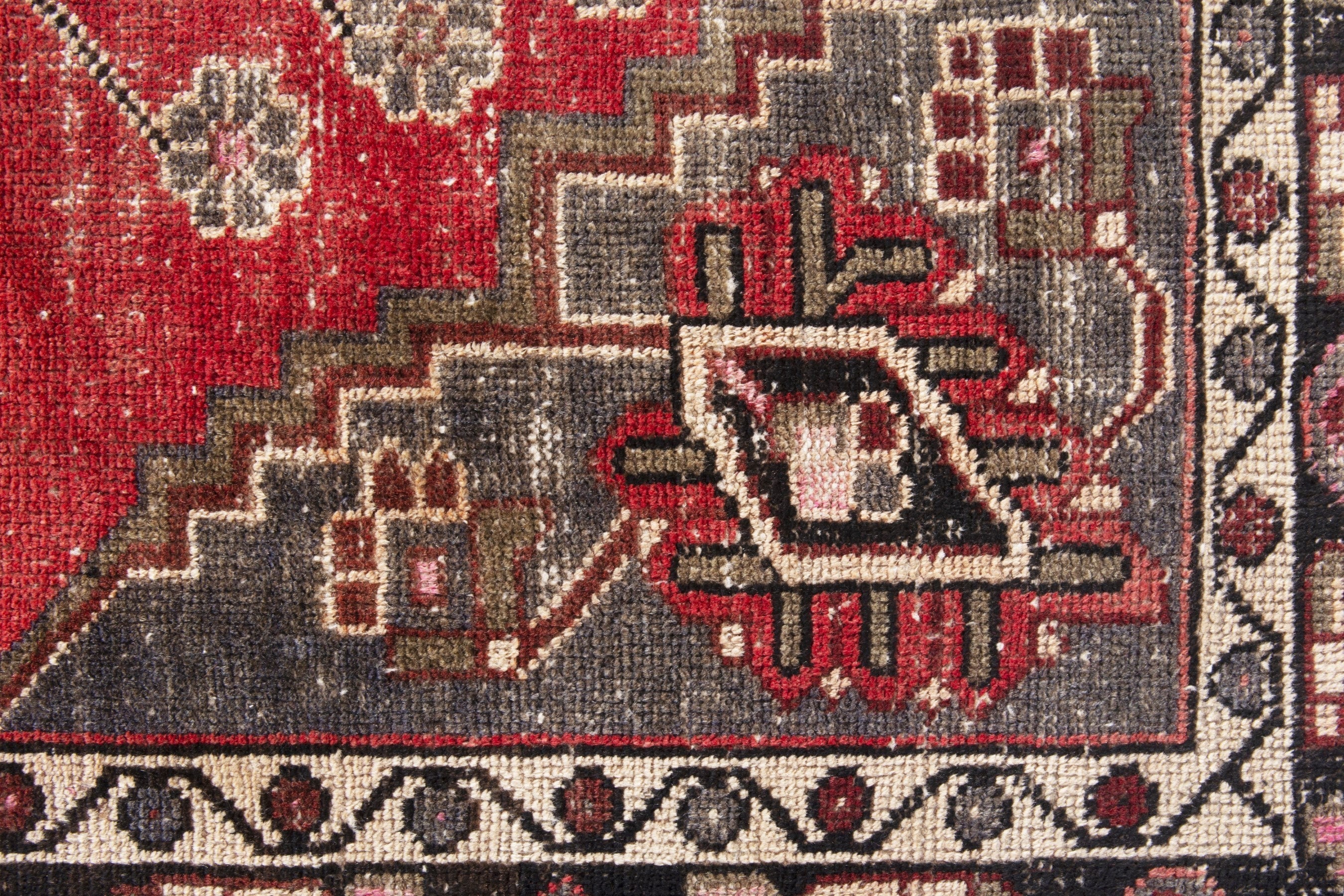 Persian Ferdos area rug in deep red and burgundy, view 9 of 16