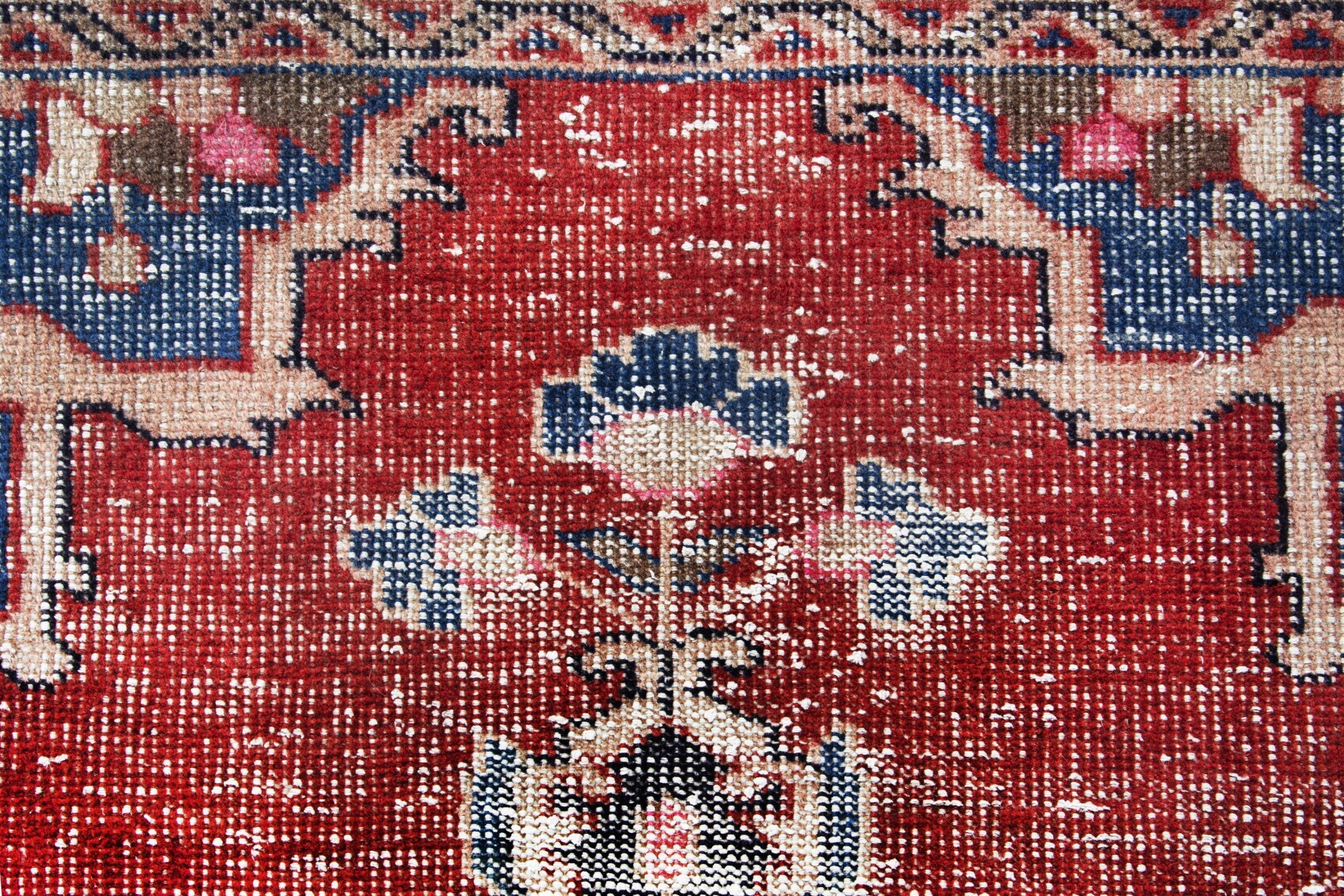 Persian Ferdos runner rug in faded red and navy, view 11 of 18