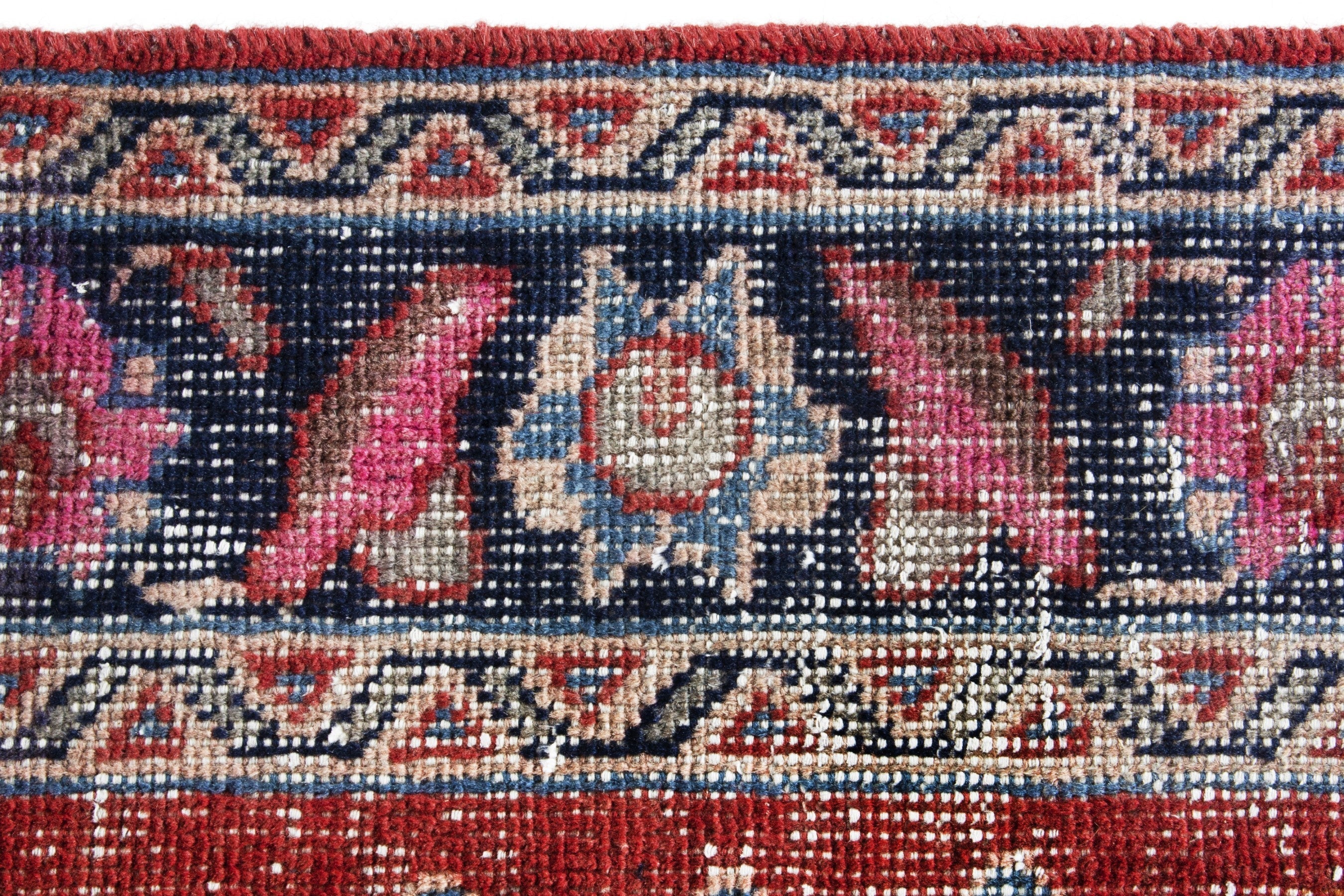 Persian Ferdos runner rug in faded red and navy, view 12 of 18