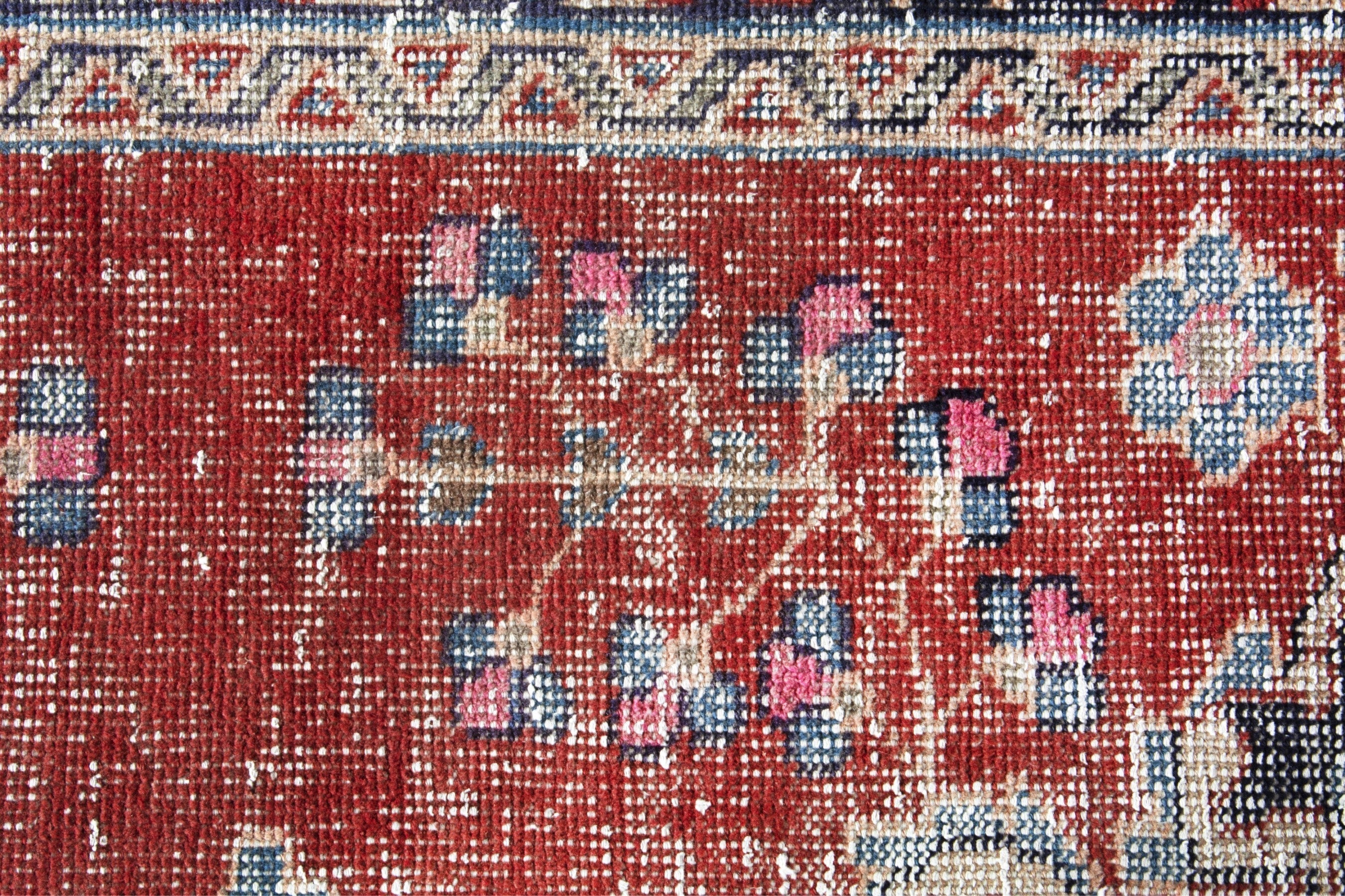 Persian Ferdos runner rug in faded red and navy, view 14 of 18