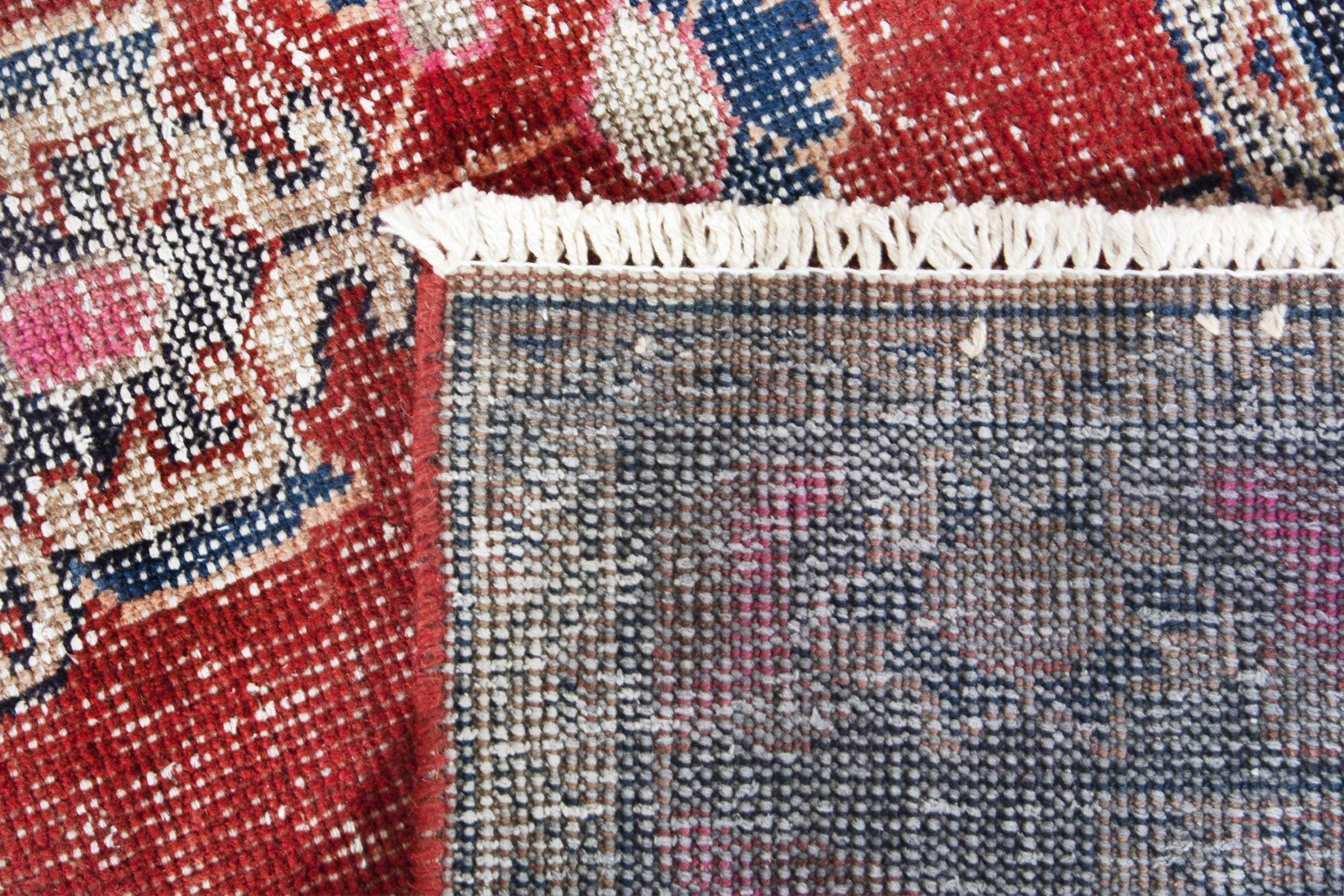 Persian Ferdos runner rug in faded red and navy, view 18 of 18