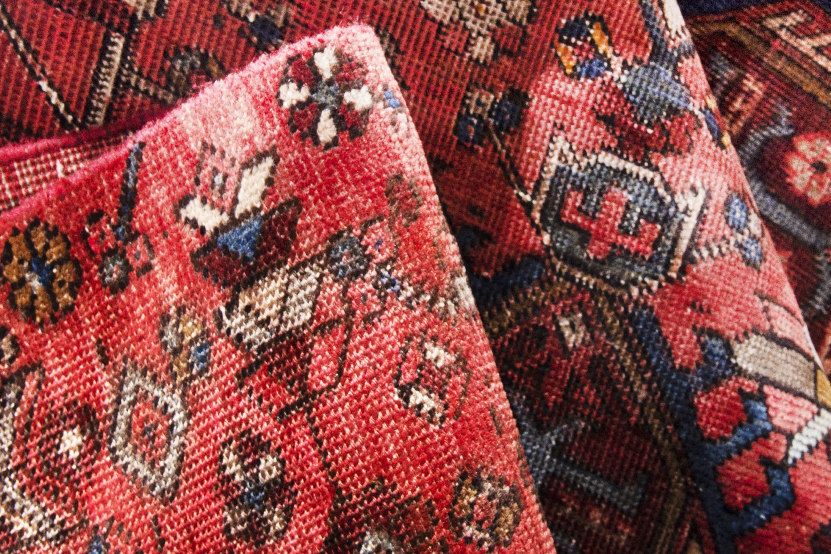 Persian runner rug in deep red and cream, view 14 of 15