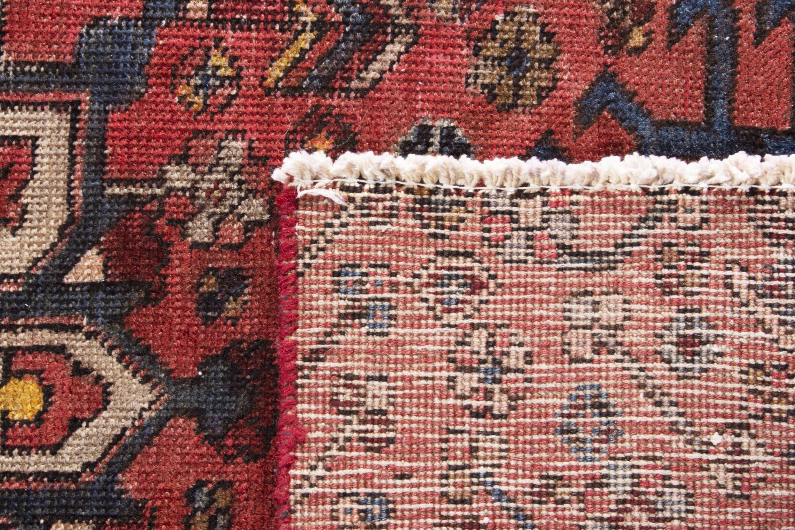Persian runner rug in deep red and cream, view 15 of 15
