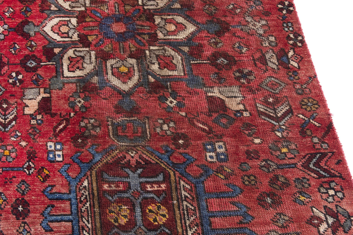 Turkish Anatolian runner rug in deep red and cream, view 13 of 16