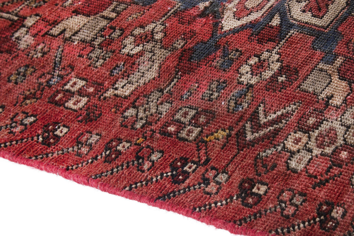 Turkish Anatolian runner rug in deep red and cream, view 14 of 16