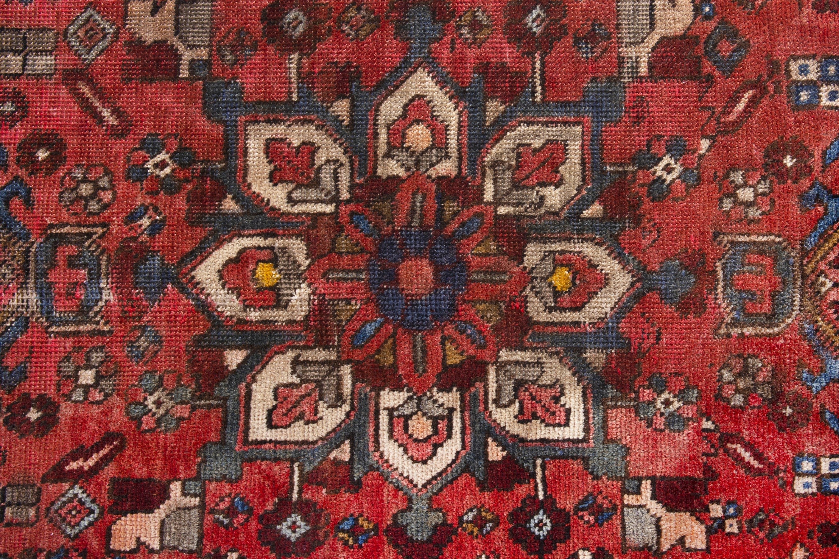 Persian runner rug in deep red and cream, view 9 of 15