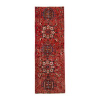 Turkish Anatolian runner rug in deep red and cream, 2'5" x 6'11"
