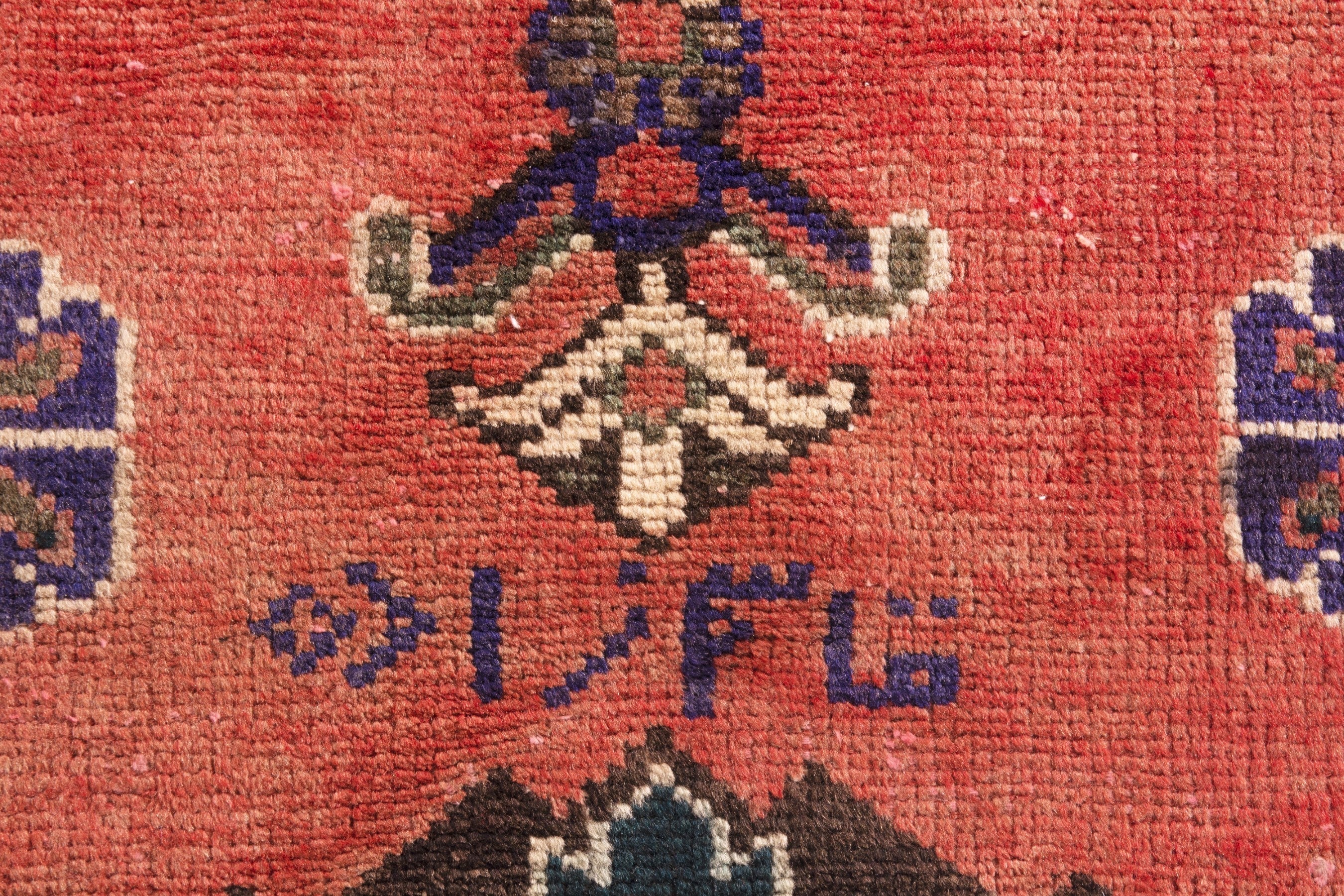 Persian Ferdos runner rug in deep red and muted pink, view 11 of 20