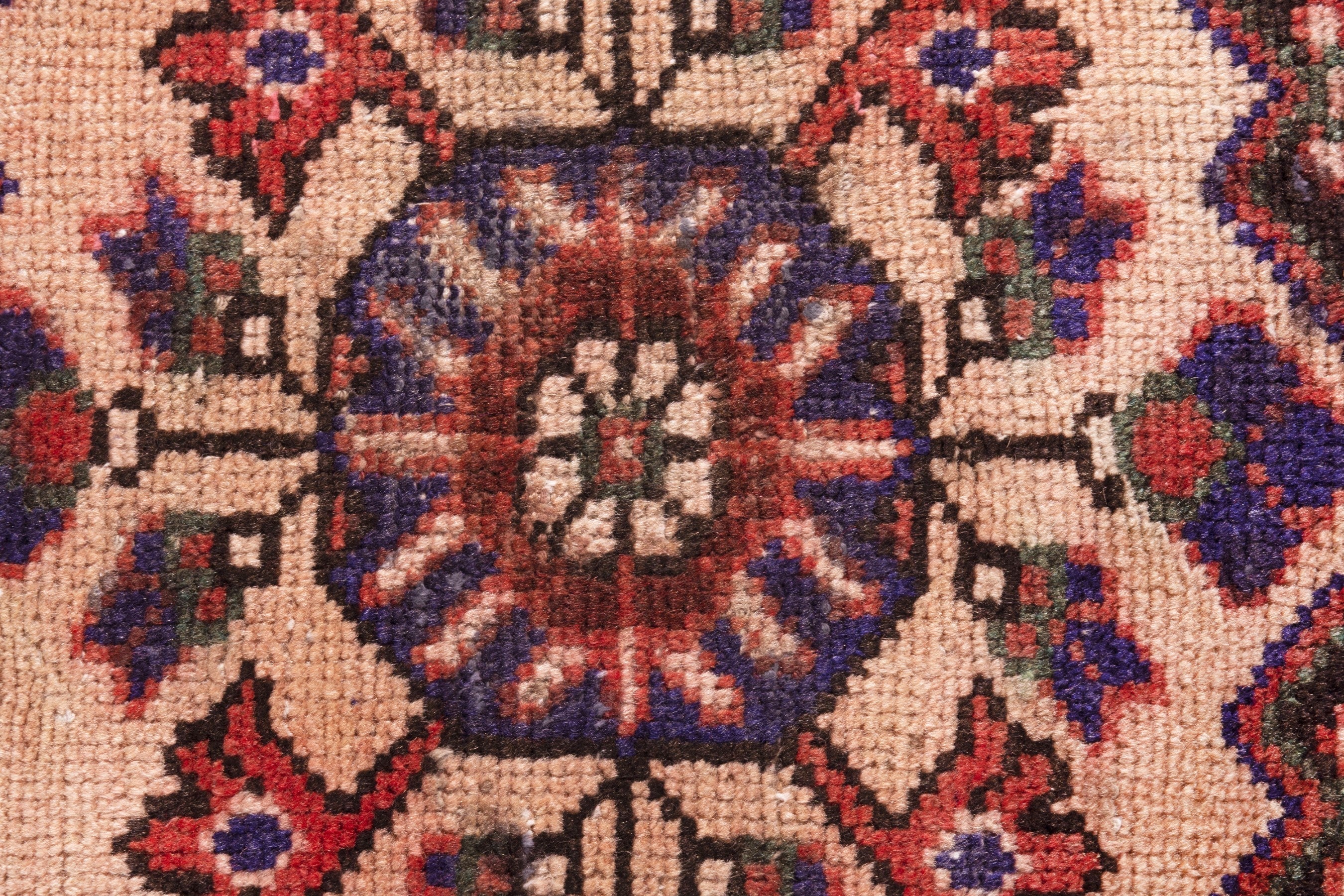 Persian Ferdos runner rug in deep red and muted pink, view 15 of 20