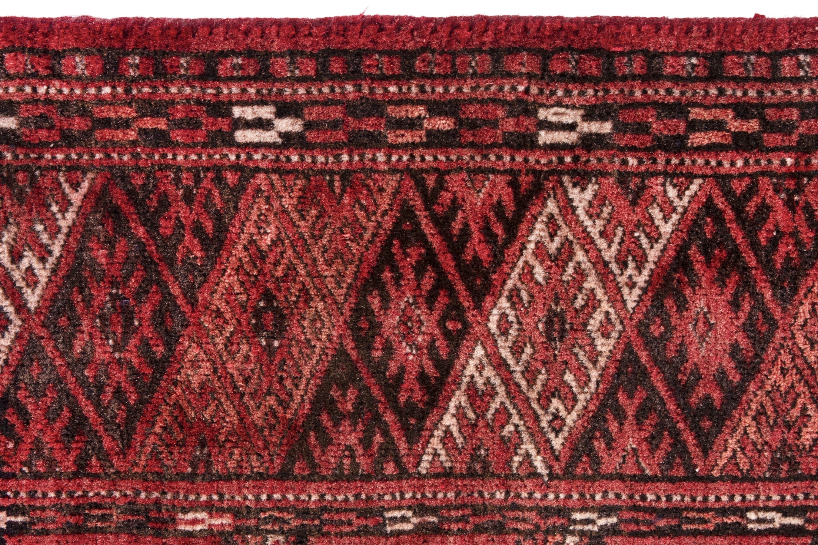 Persian Torkaman accent rug in deep red and faded red, view 9 of 17
