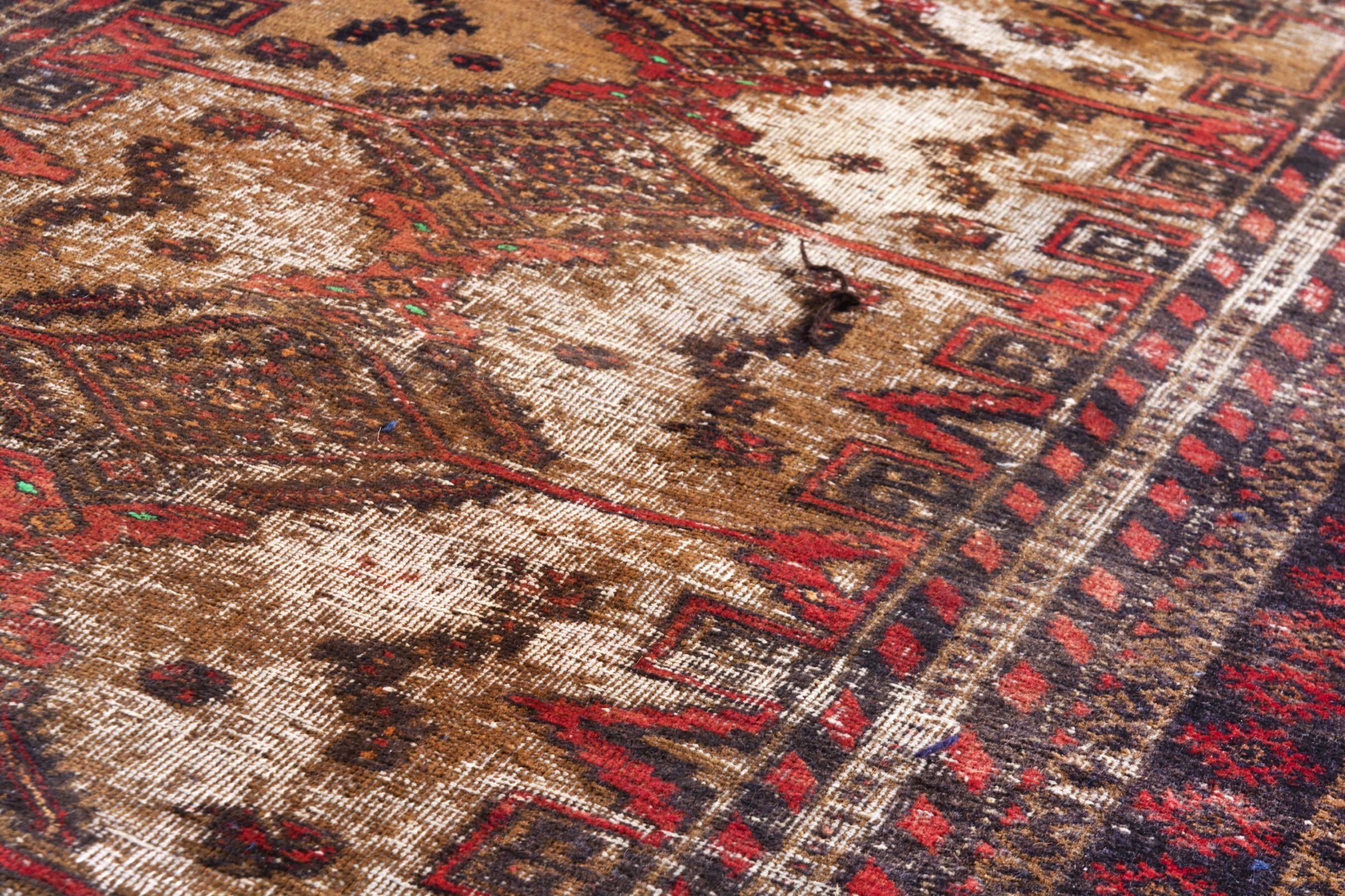 Persian Baluch accent rug in deep red and cream, view 10 of 19