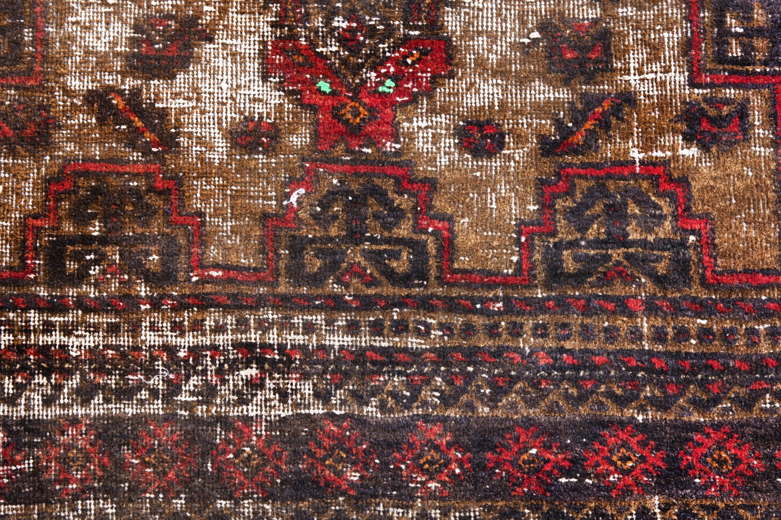 Persian Baluch accent rug in deep red and cream, view 12 of 19