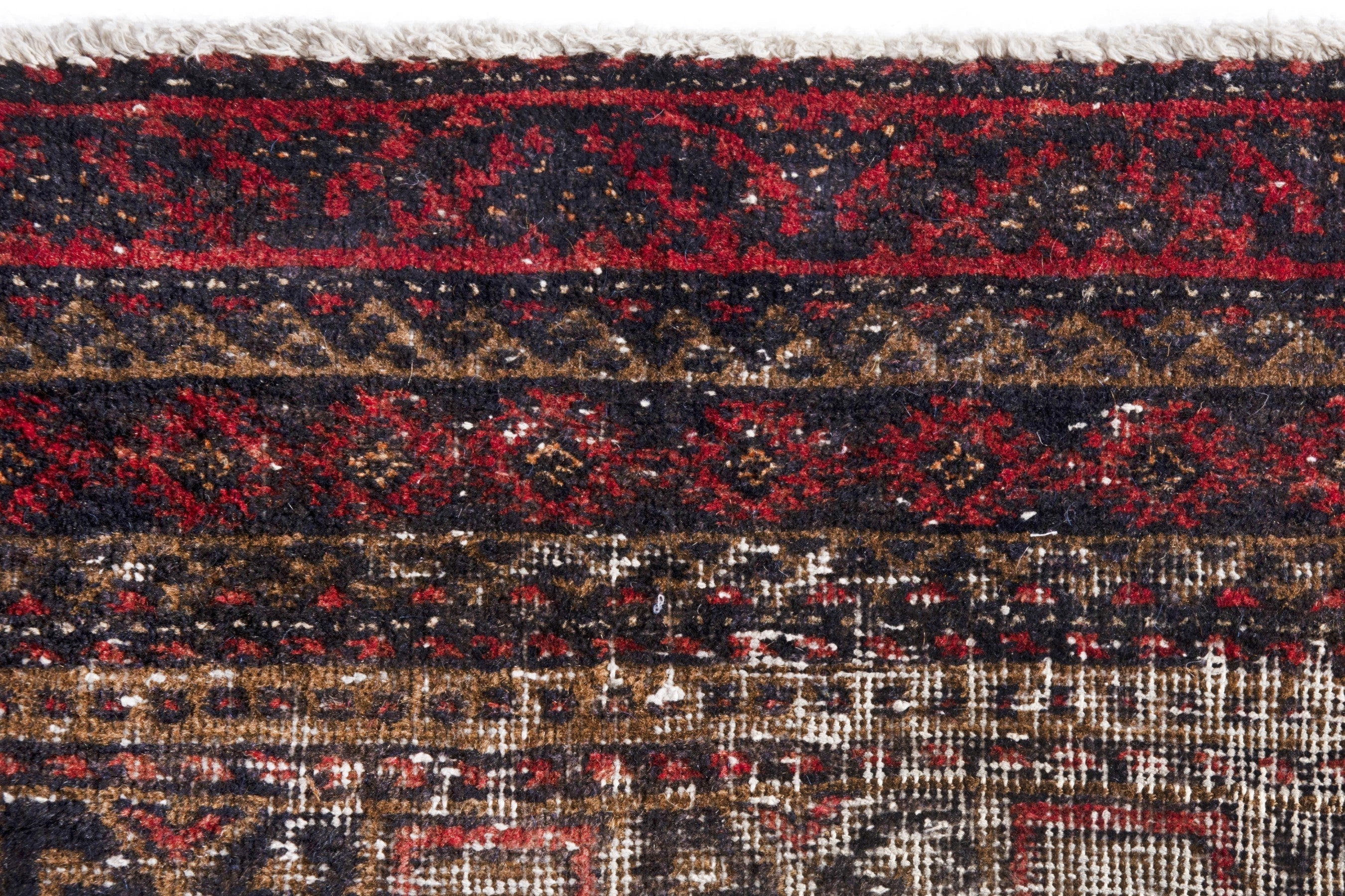 Persian Baluch accent rug in deep red and cream, view 14 of 19