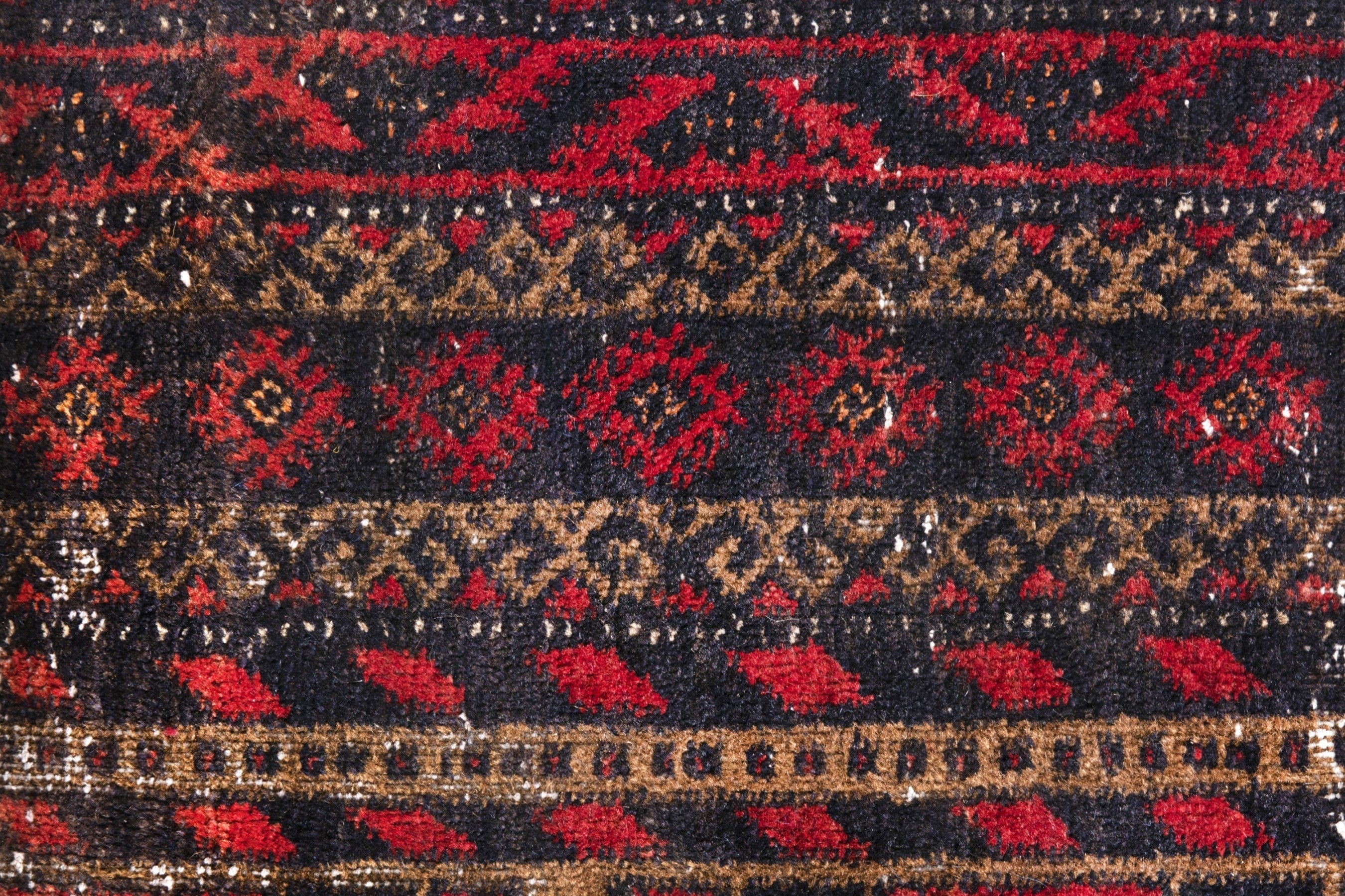 Persian Baluch accent rug in deep red and cream, view 15 of 19
