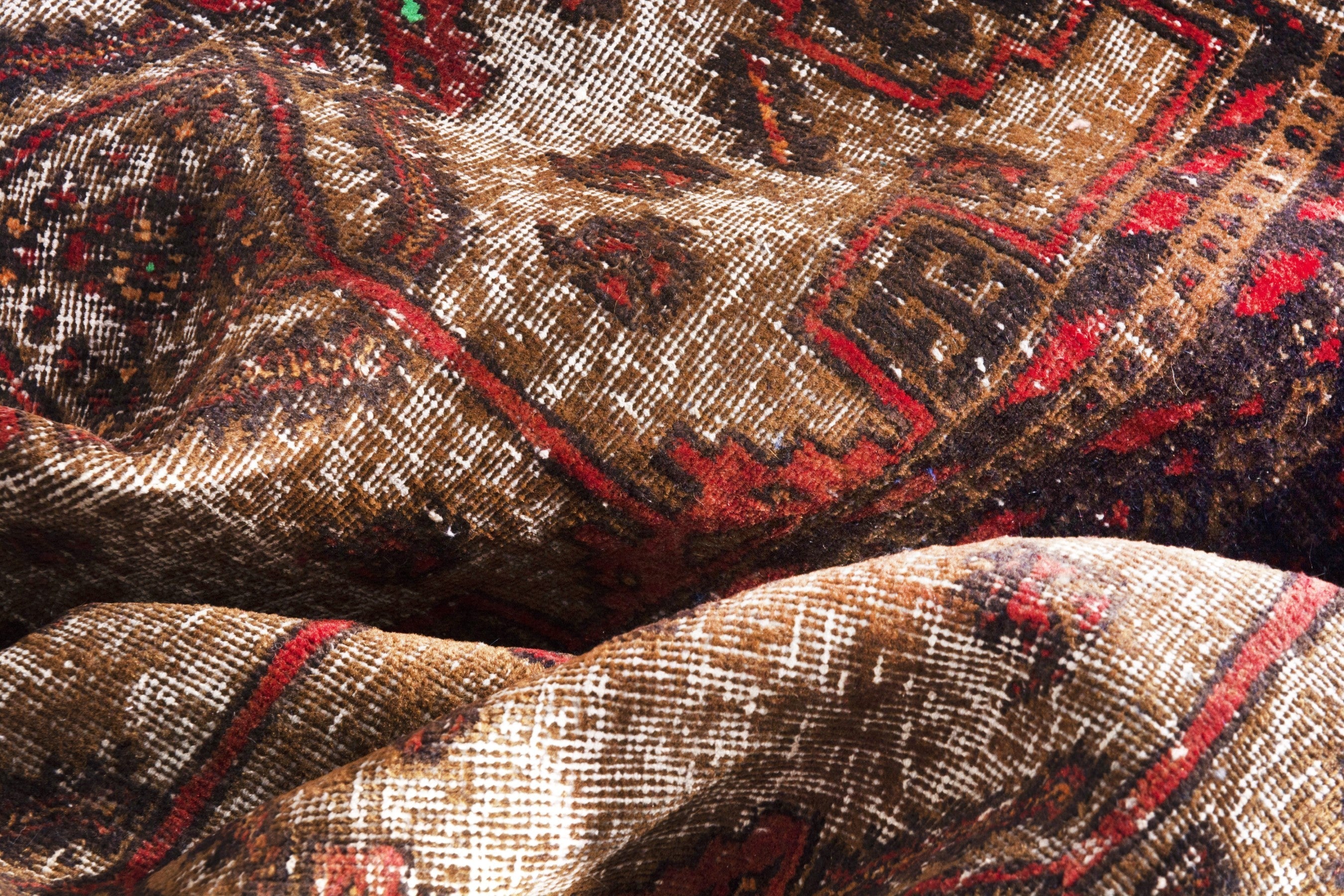 Persian Baluch accent rug in deep red and cream, view 18 of 19