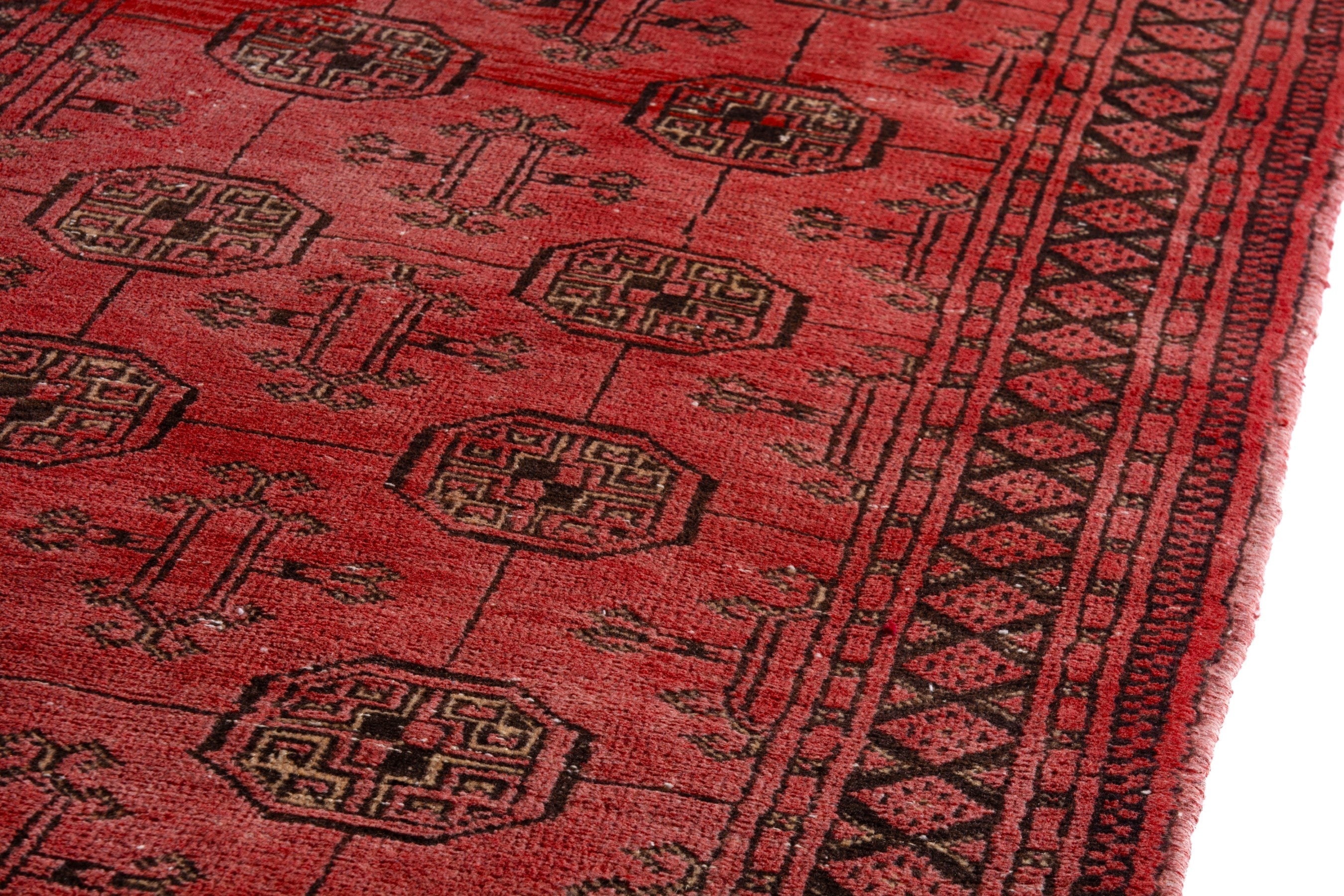 Persian Torkaman runner rug in deep red and charcoal, view 10 of 20