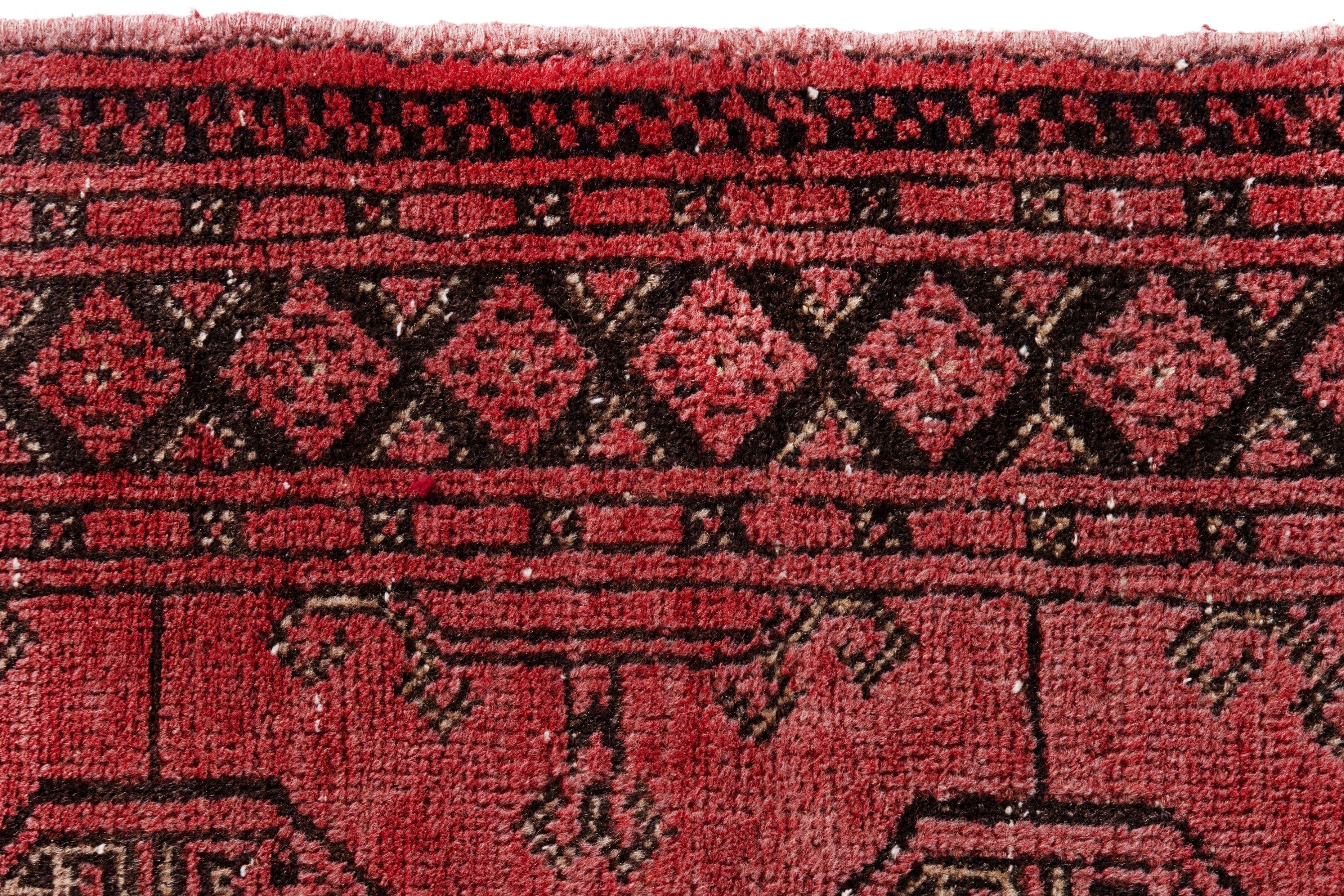 Persian Torkaman runner rug in deep red and charcoal, view 13 of 20