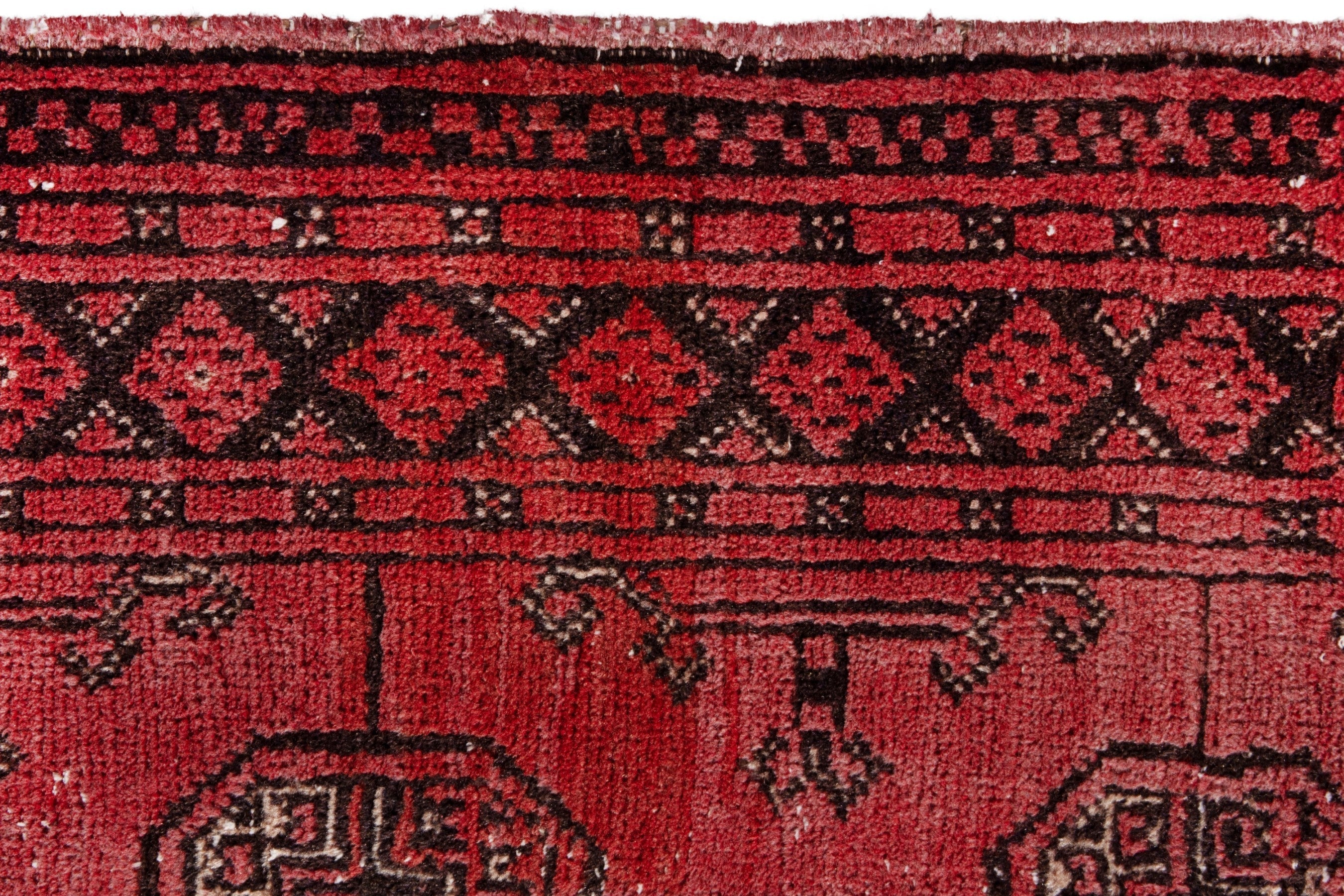 Persian Torkaman runner rug in deep red and charcoal, view 15 of 20