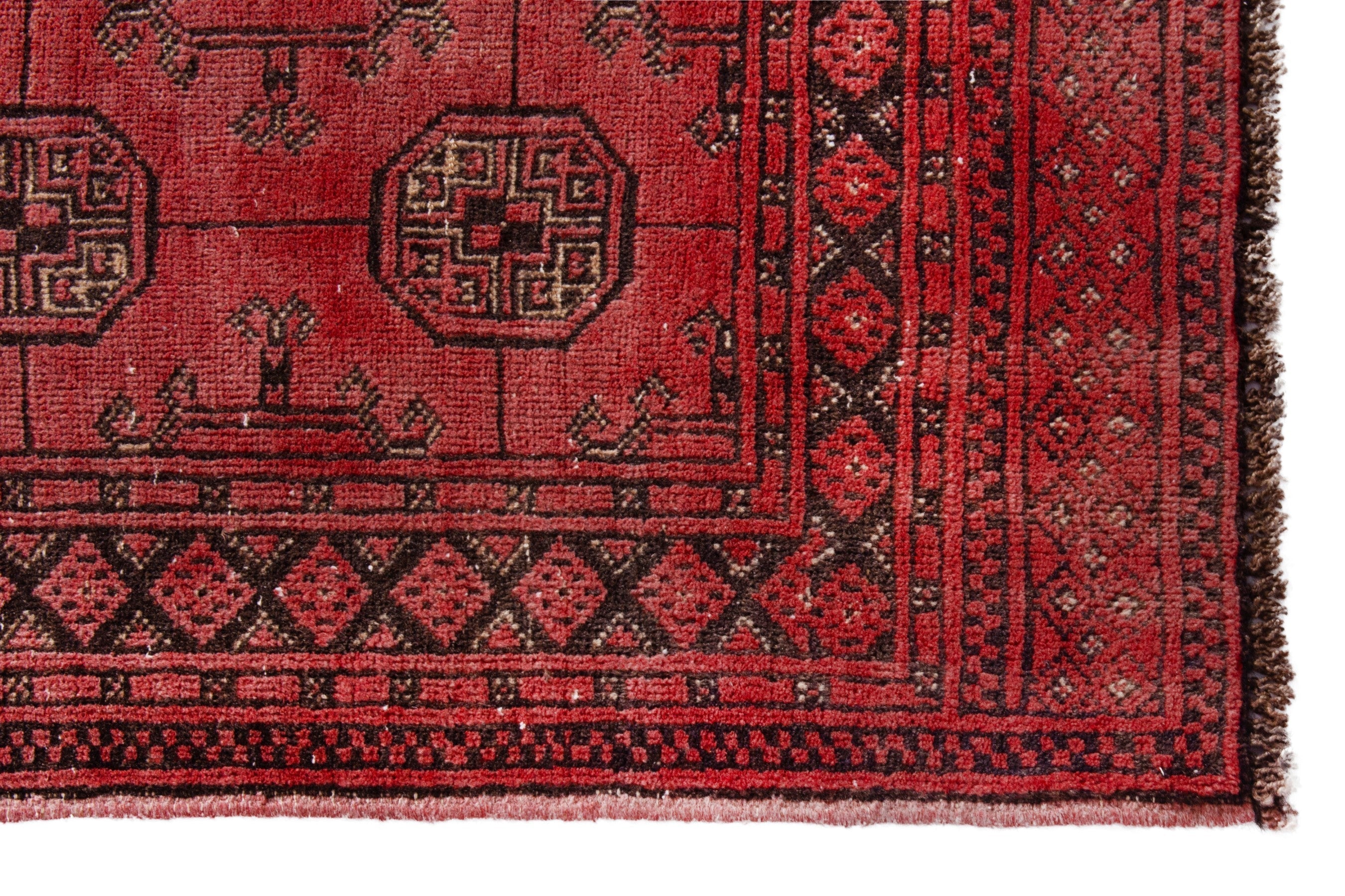 Persian Torkaman runner rug in deep red and charcoal, view 5 of 20