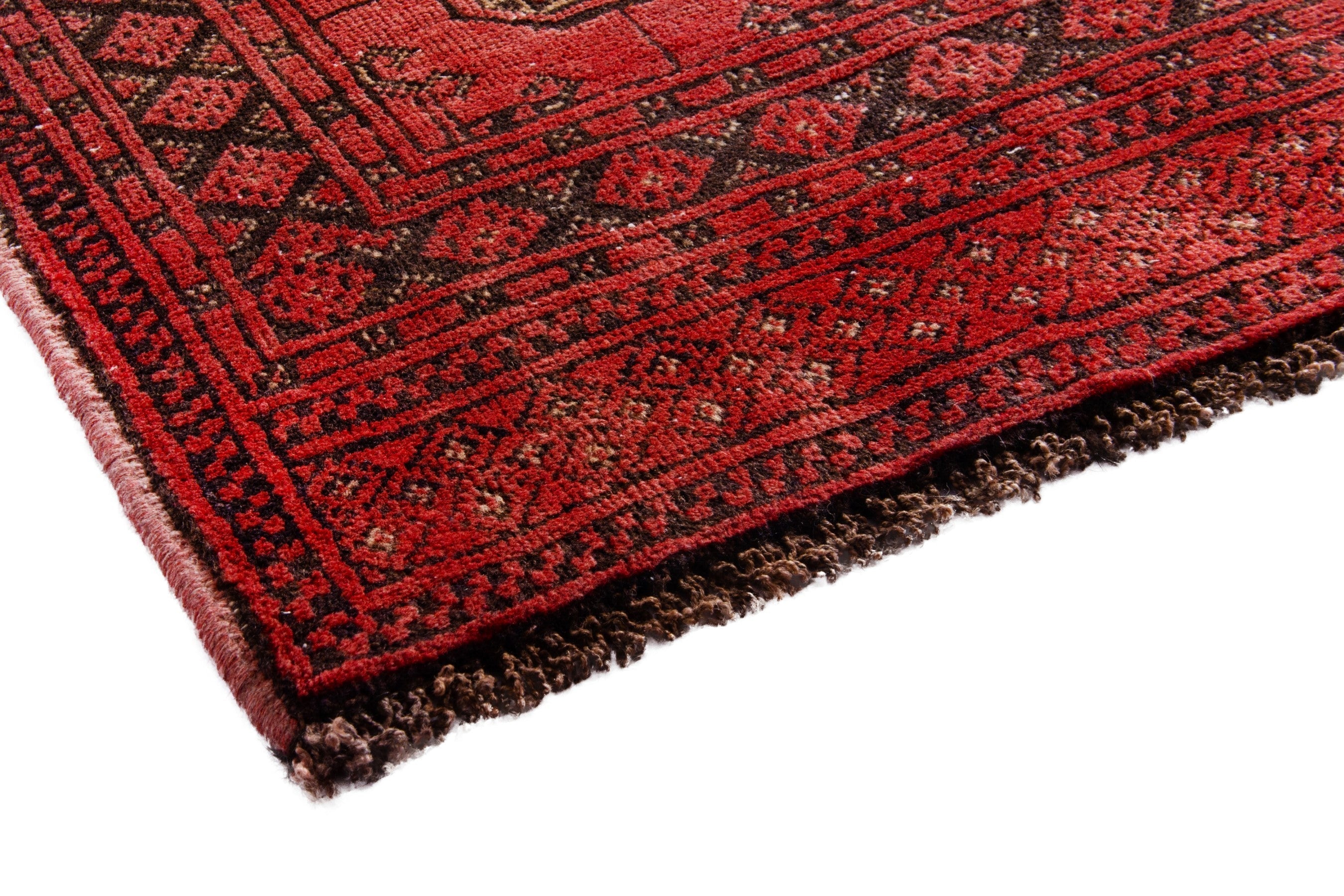 Persian Torkaman runner rug in deep red and charcoal, view 4 of 20