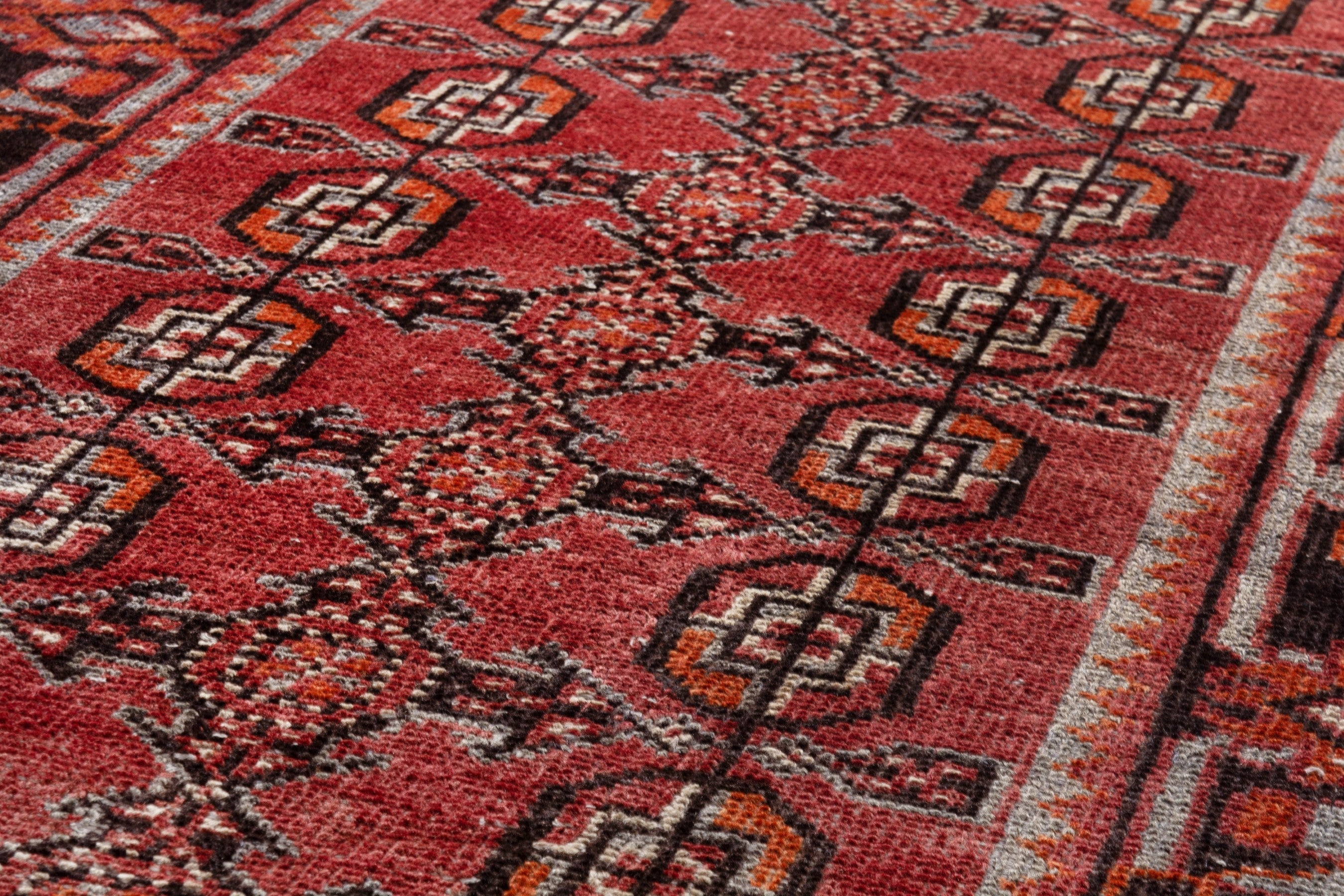 Persian Ferdos runner rug in deep red and burgundy, view 10 of 20